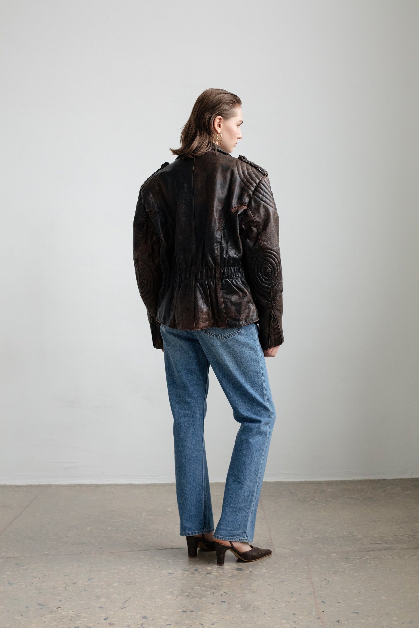 Vintage Brown Leather Biker Jacket