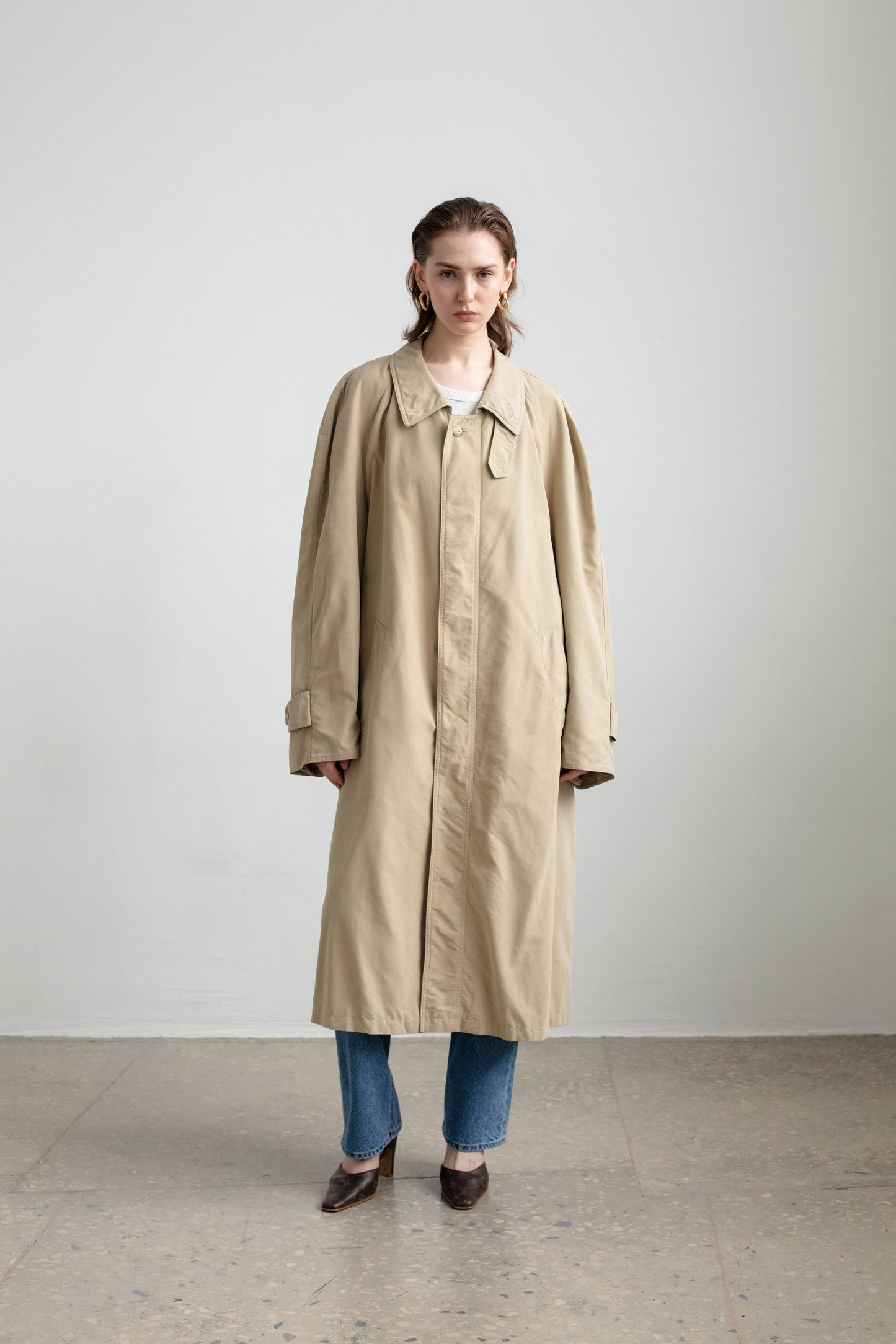 Vintage Trench Coat With Shirt Collar