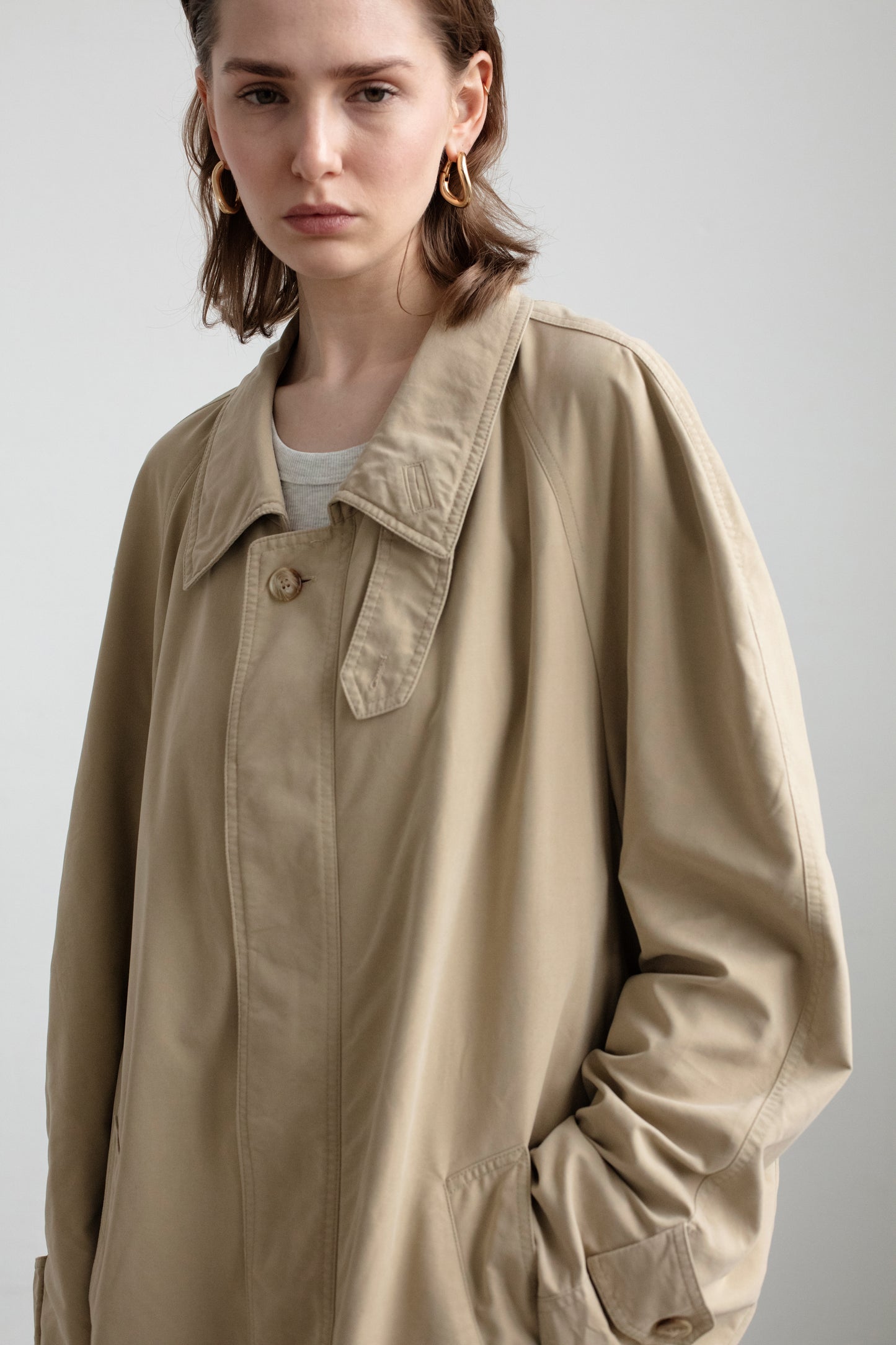 Vintage Trench Coat With Shirt Collar