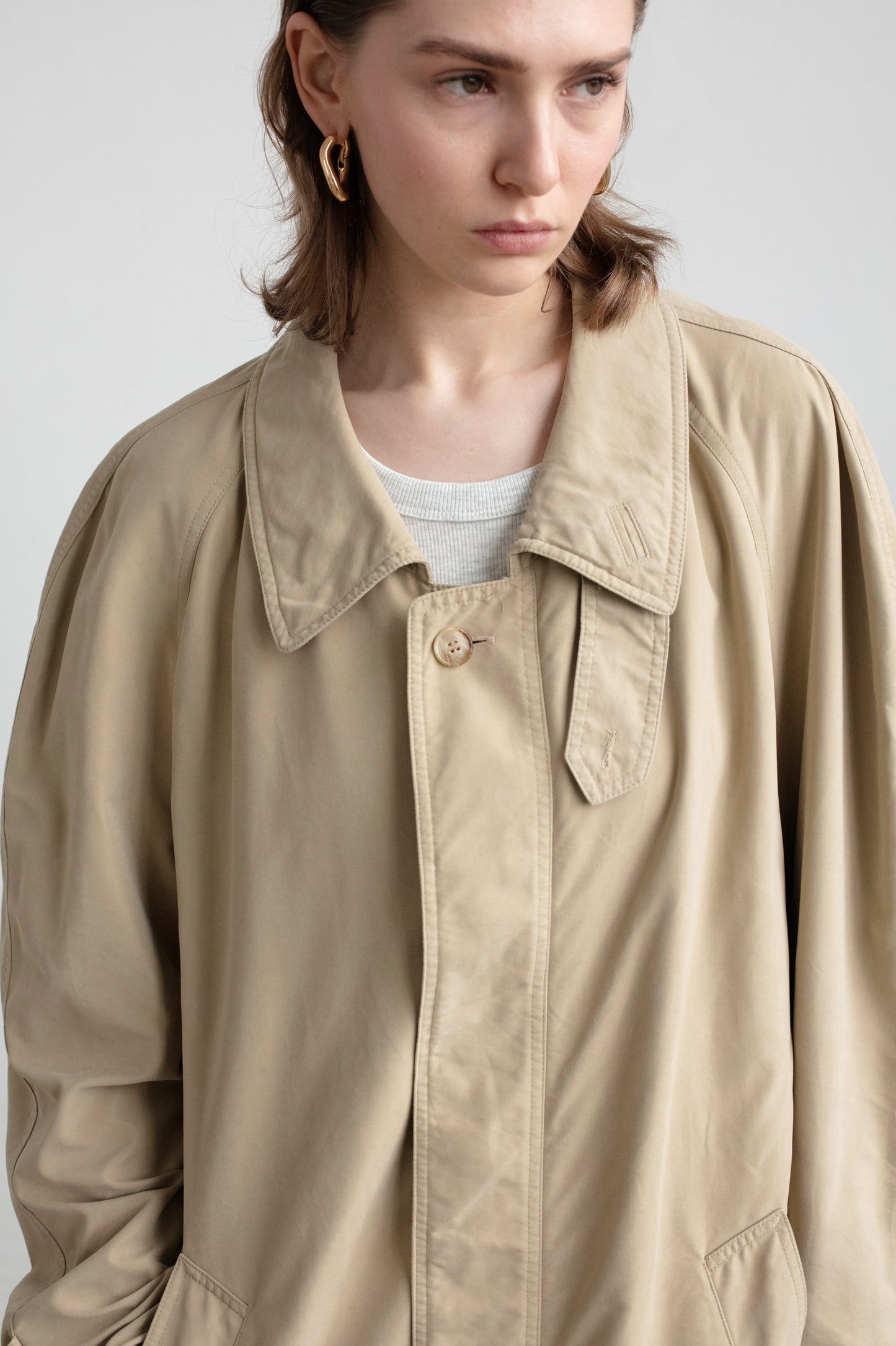 Vintage Trench Coat With Shirt Collar