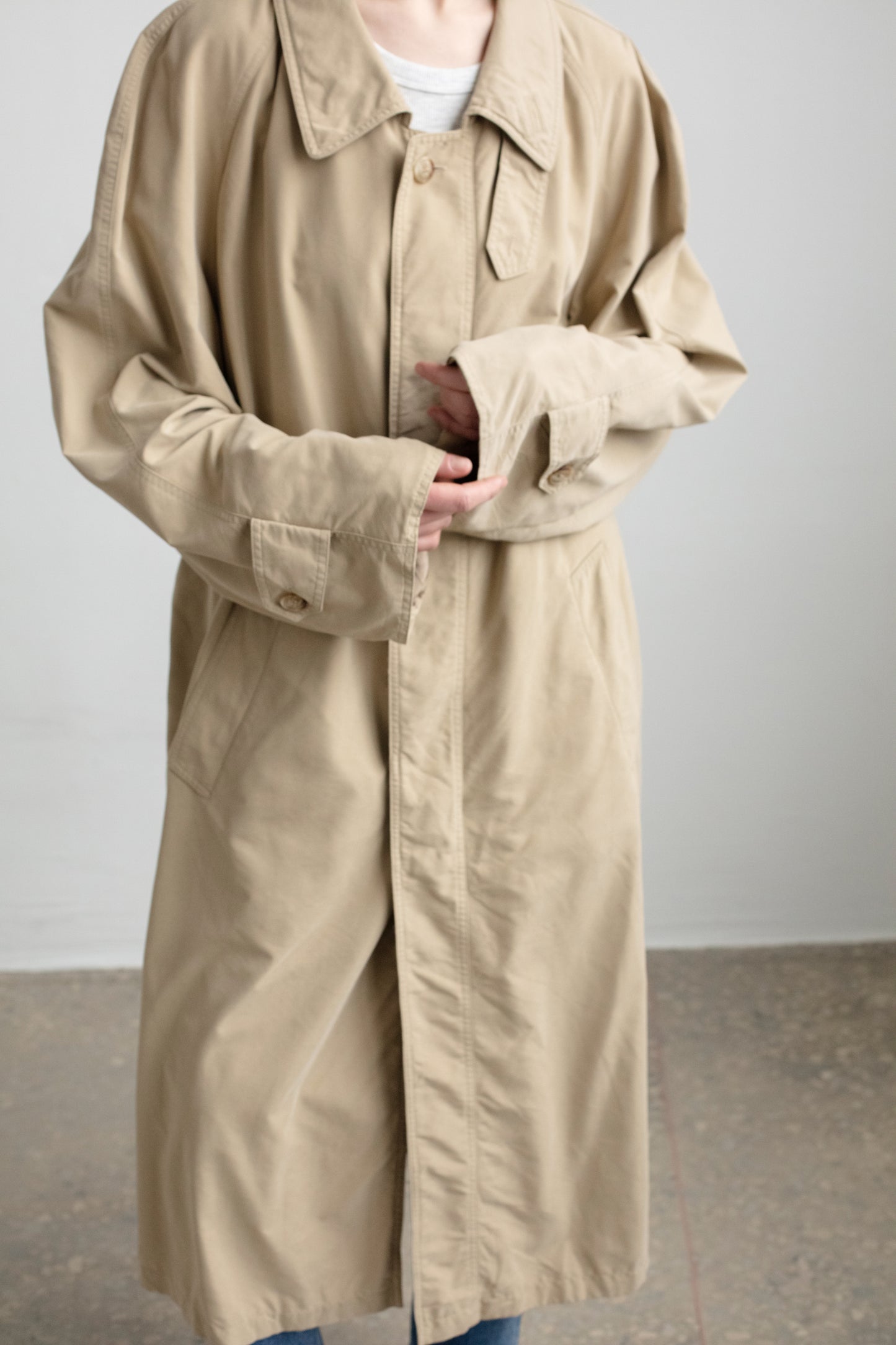 Vintage Trench Coat With Shirt Collar