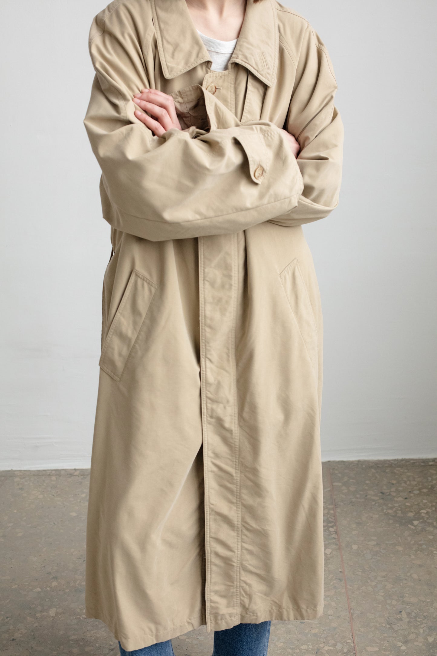 Vintage Trench Coat With Shirt Collar