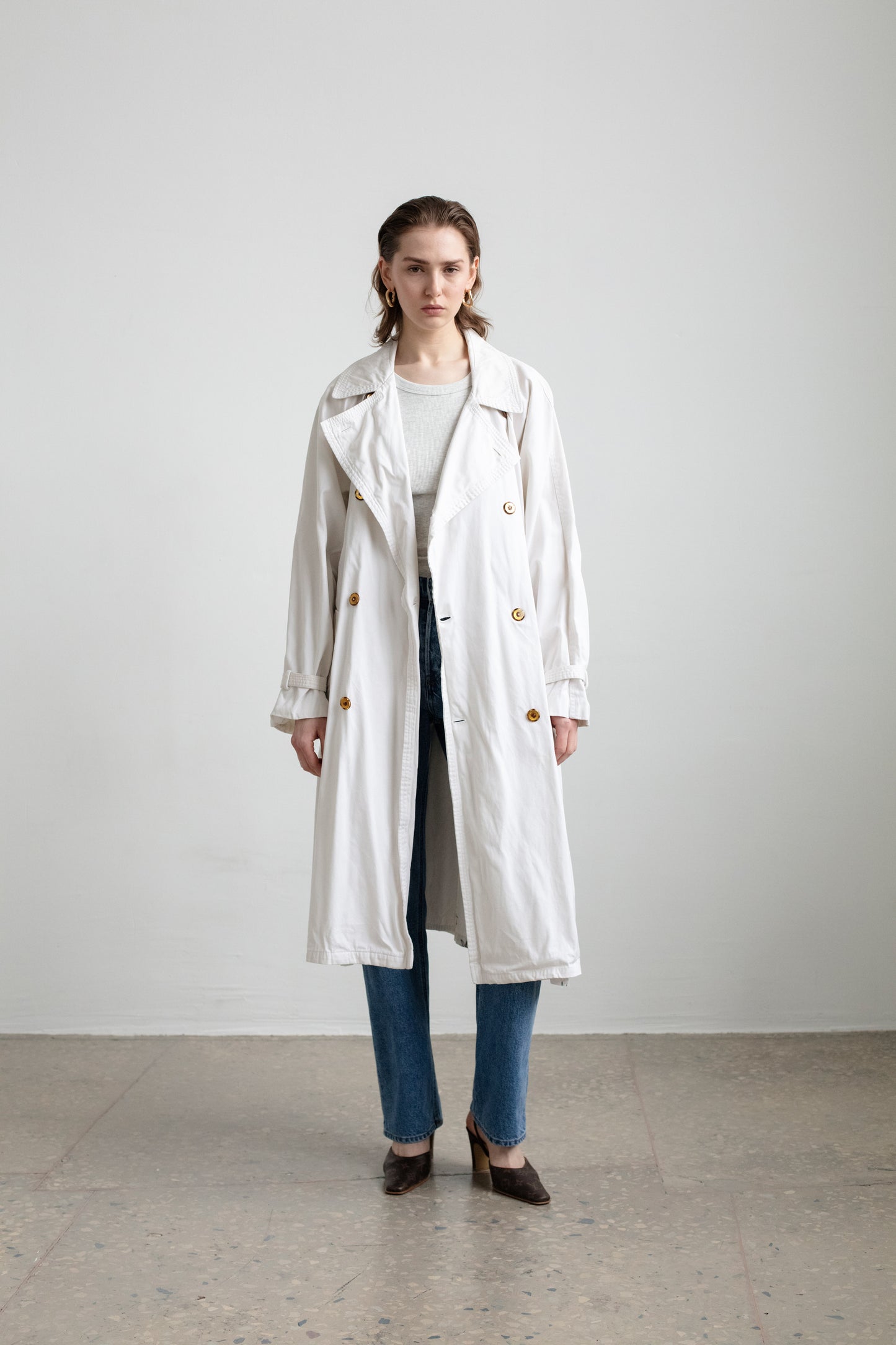 Vintage White Trench Coat