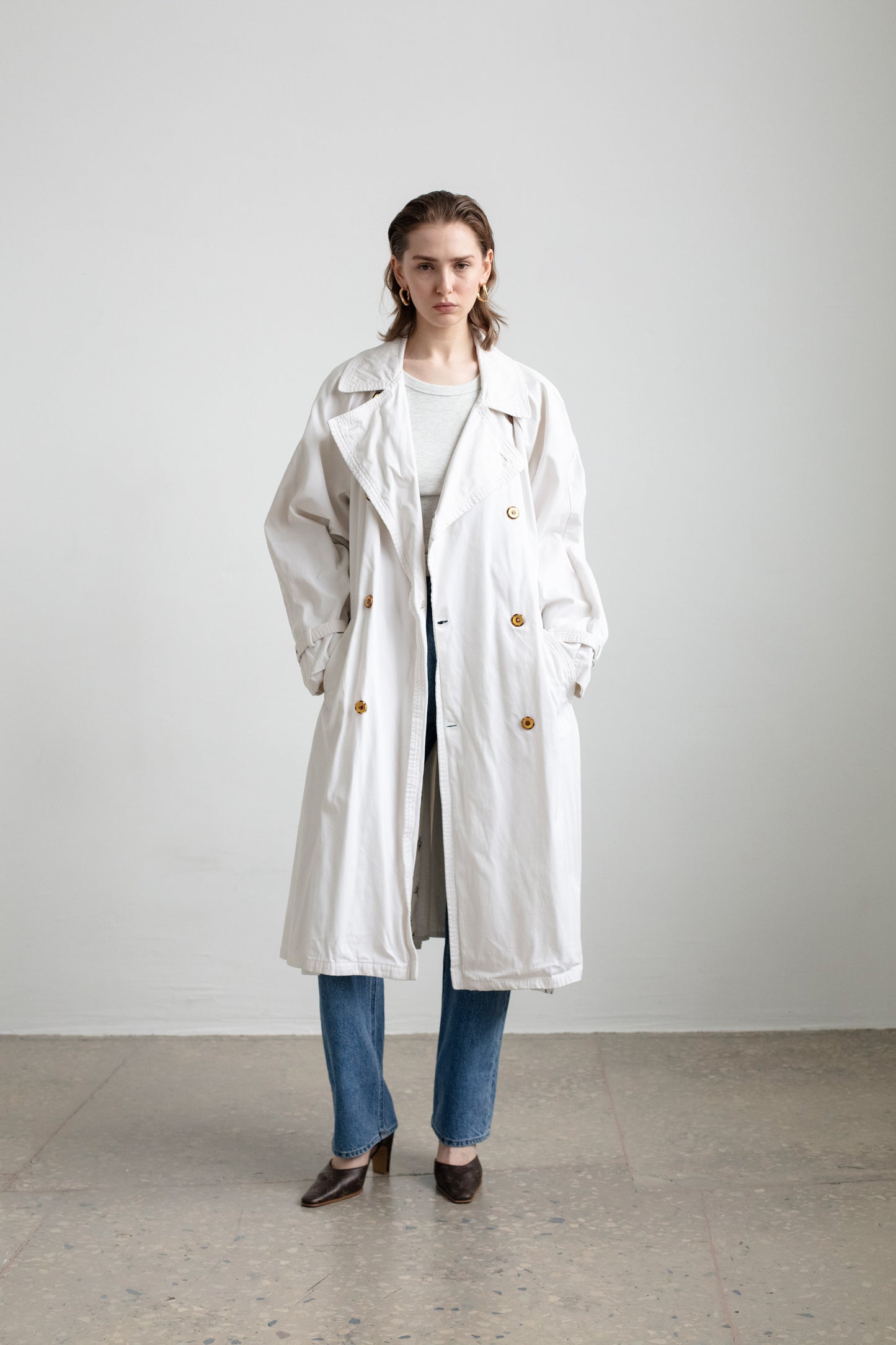 Vintage White Trench Coat