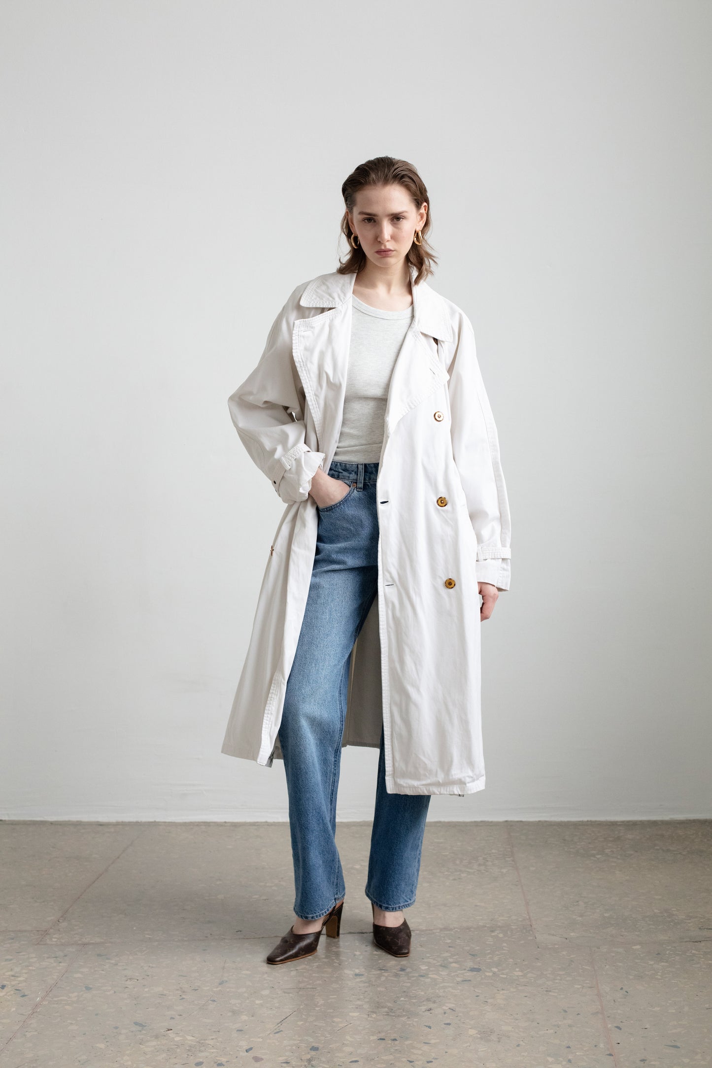 Vintage White Trench Coat