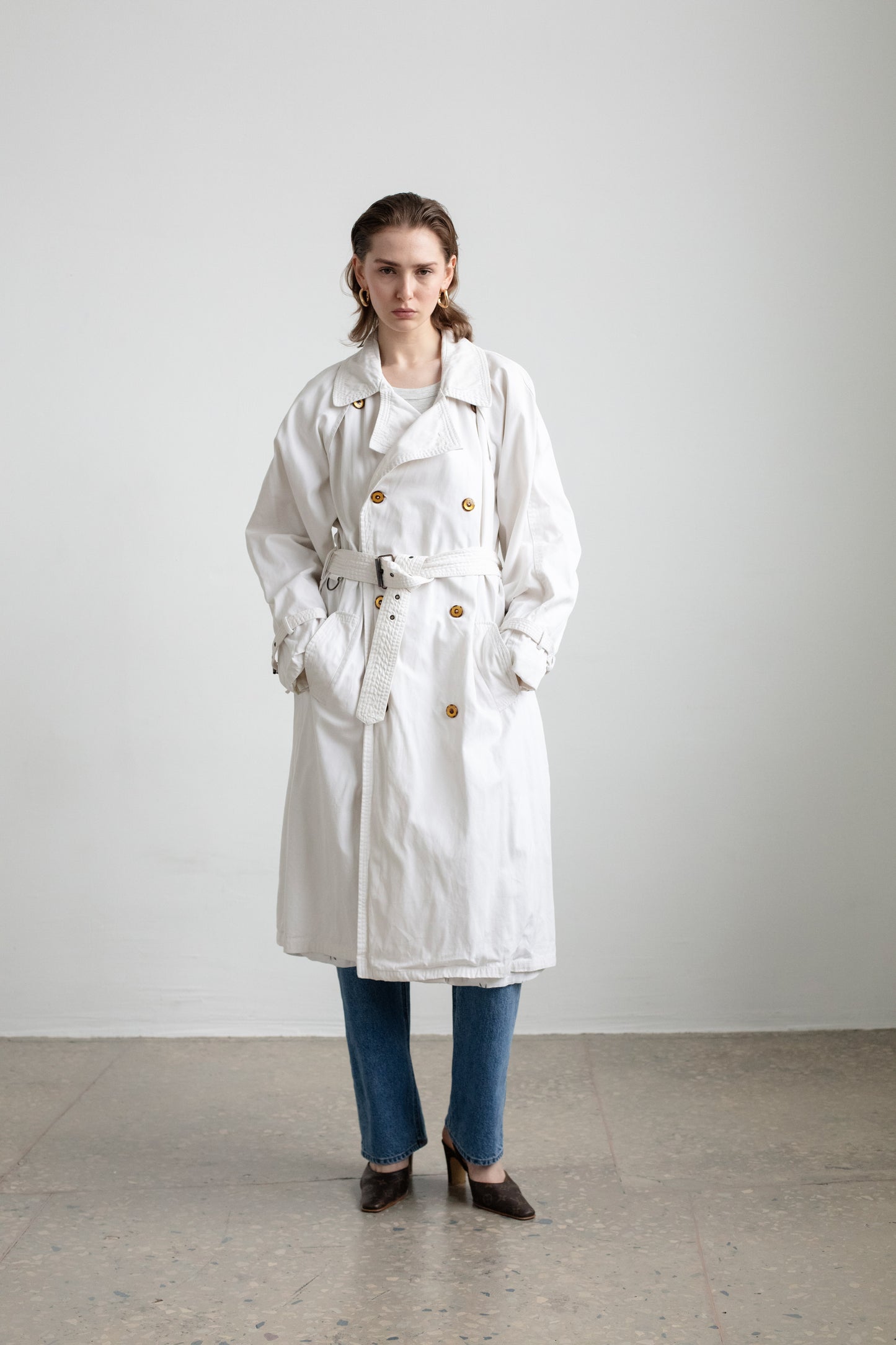 Vintage White Trench Coat