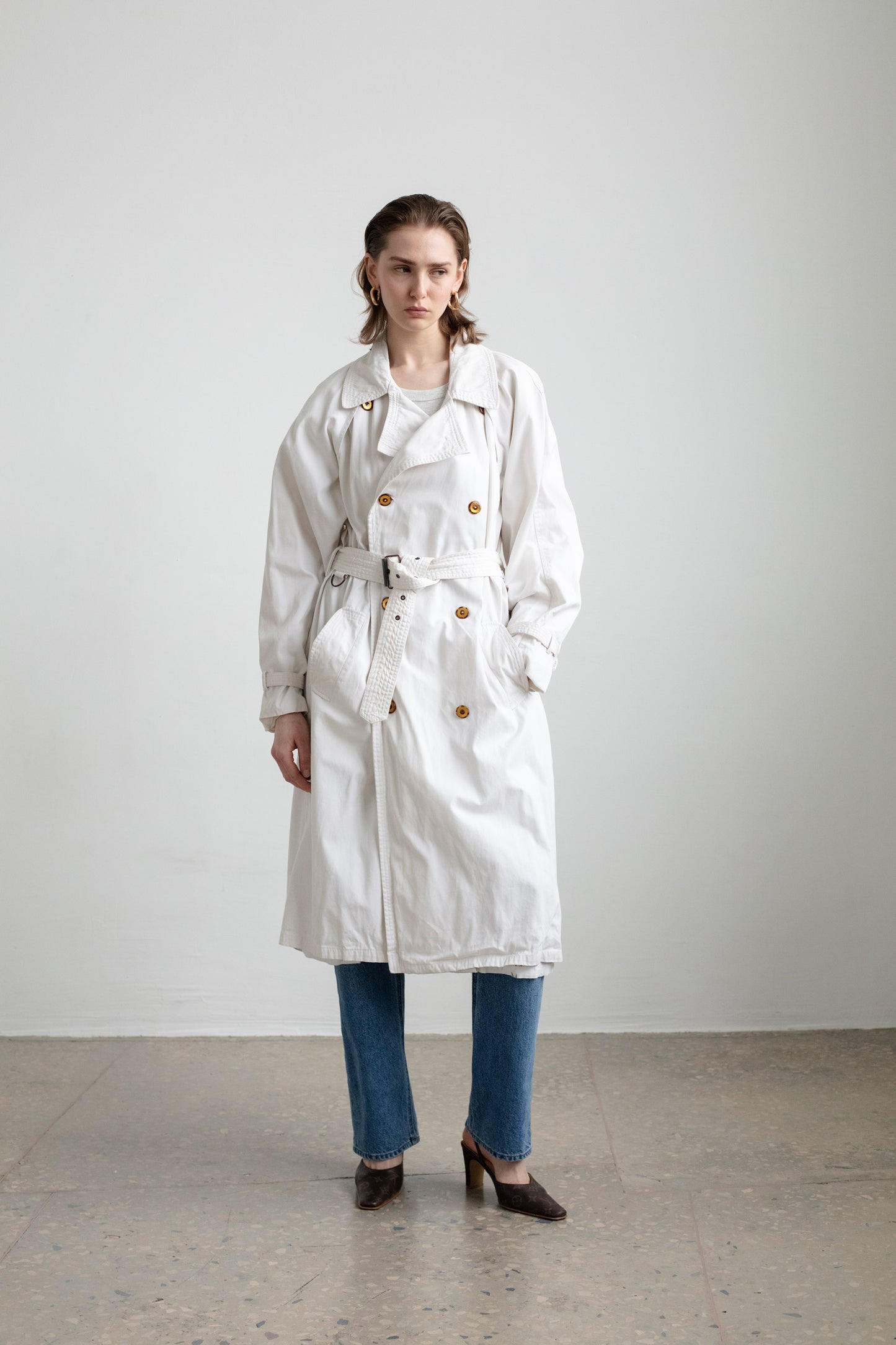 Vintage White Trench Coat