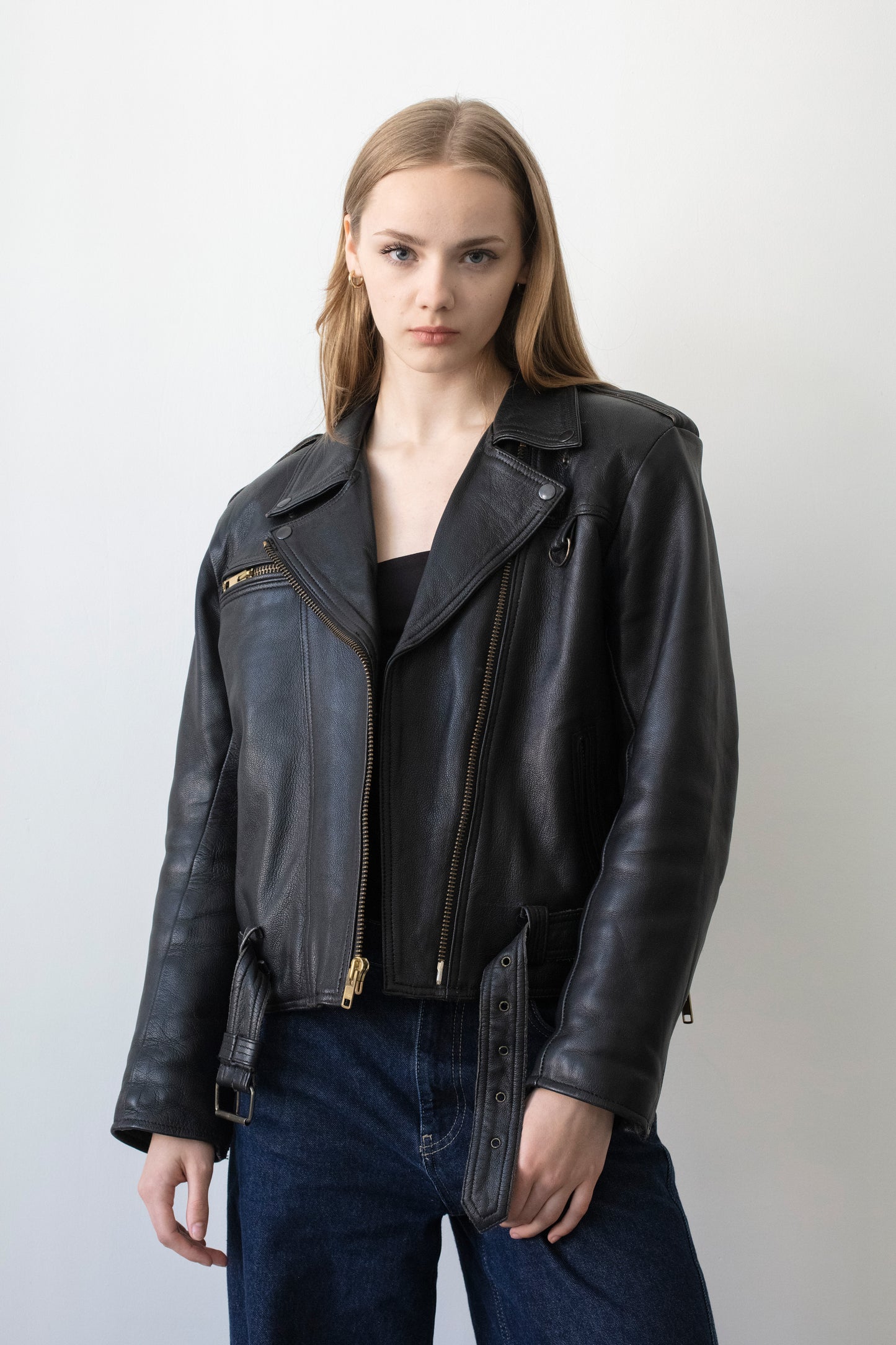 Vintage Black Leather Biker Jacket