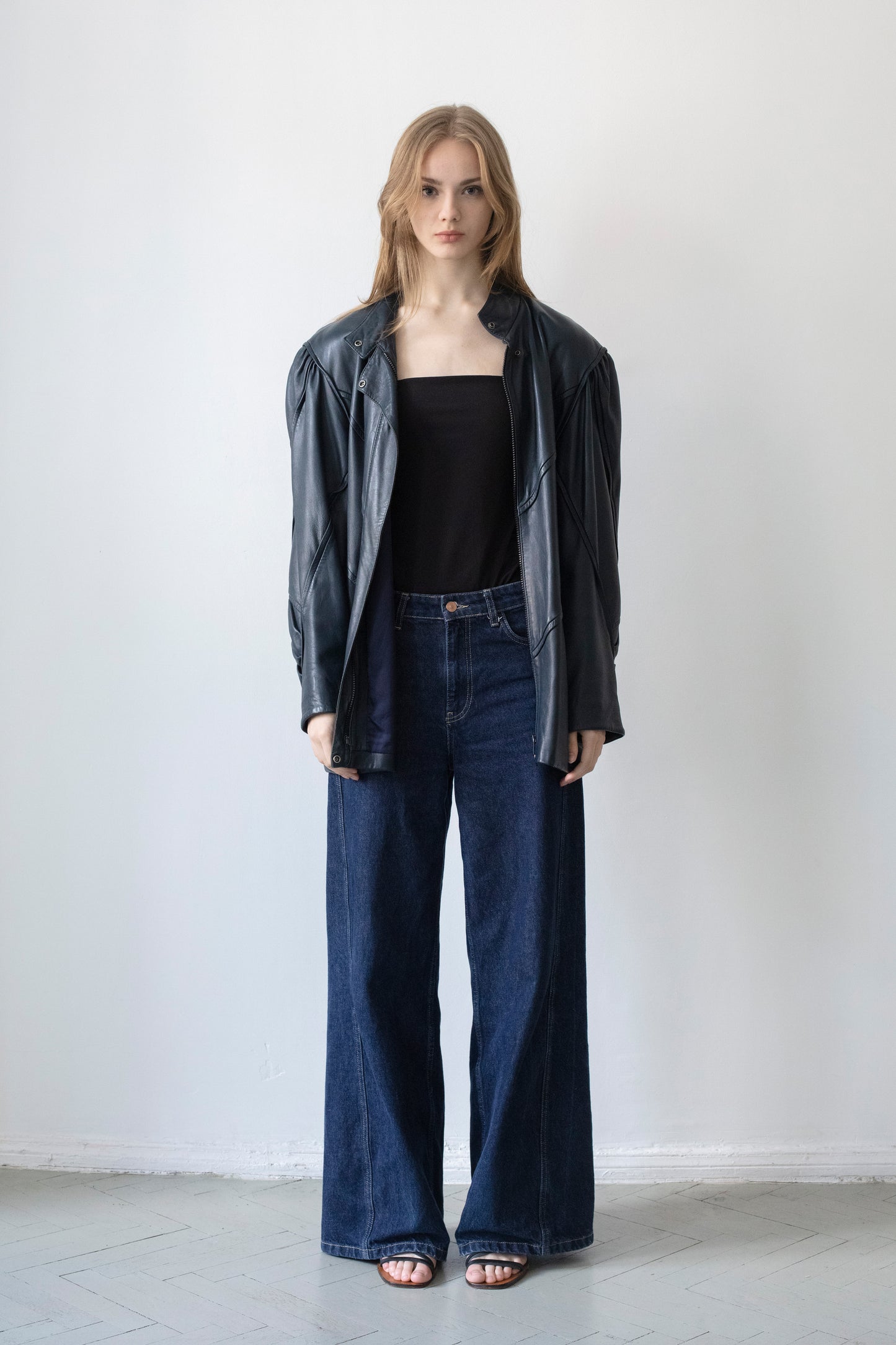 Vintage Navy Leather Jacket