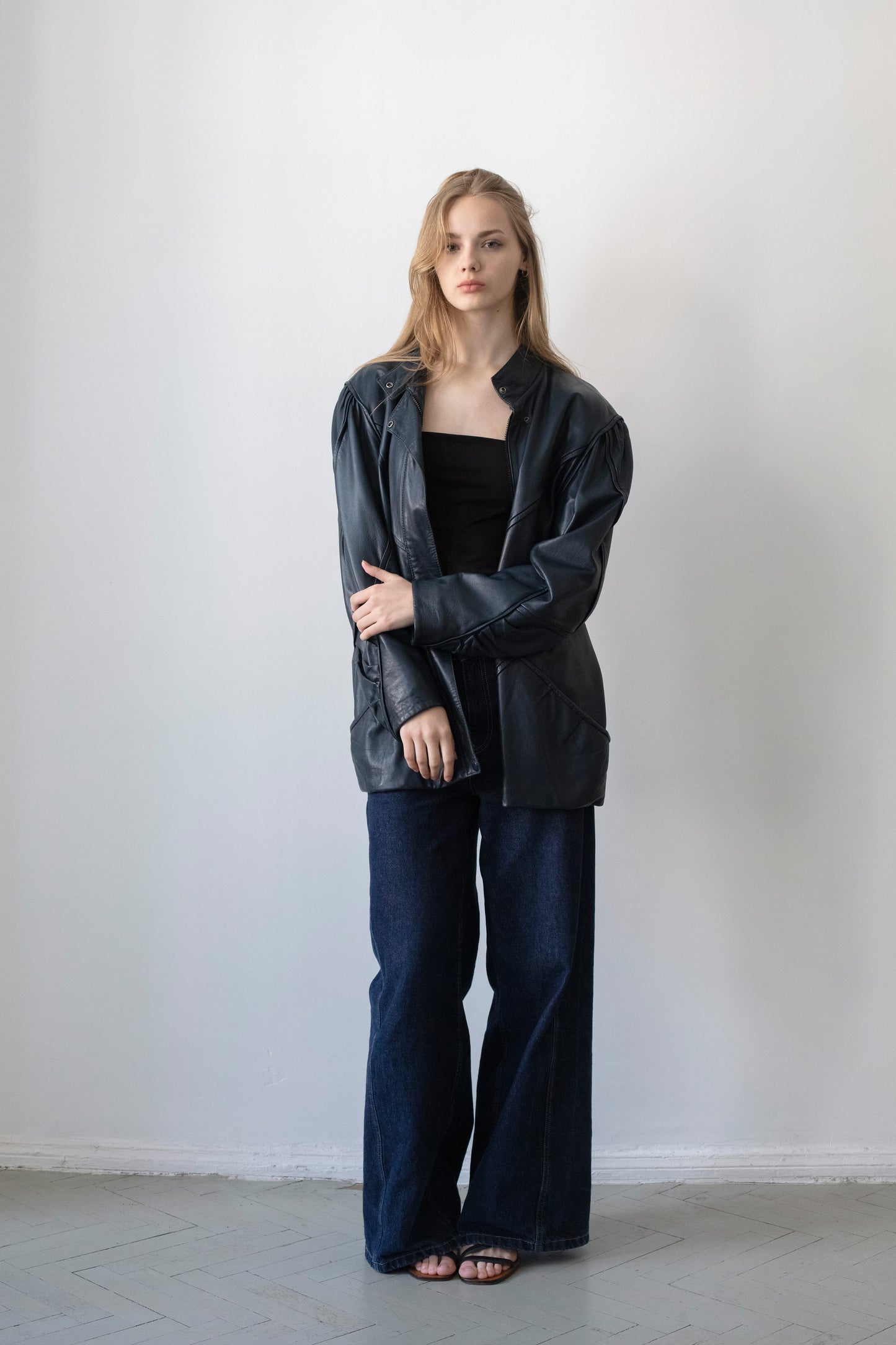 Vintage Navy Leather Jacket