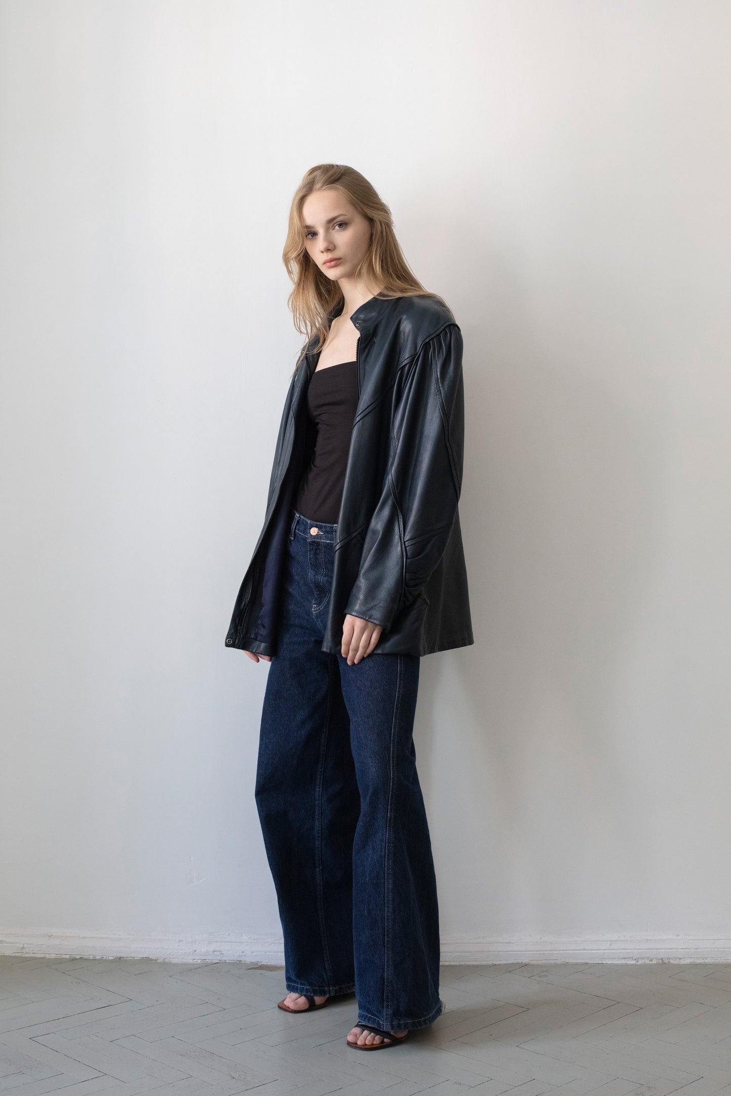 Vintage Navy Leather Jacket