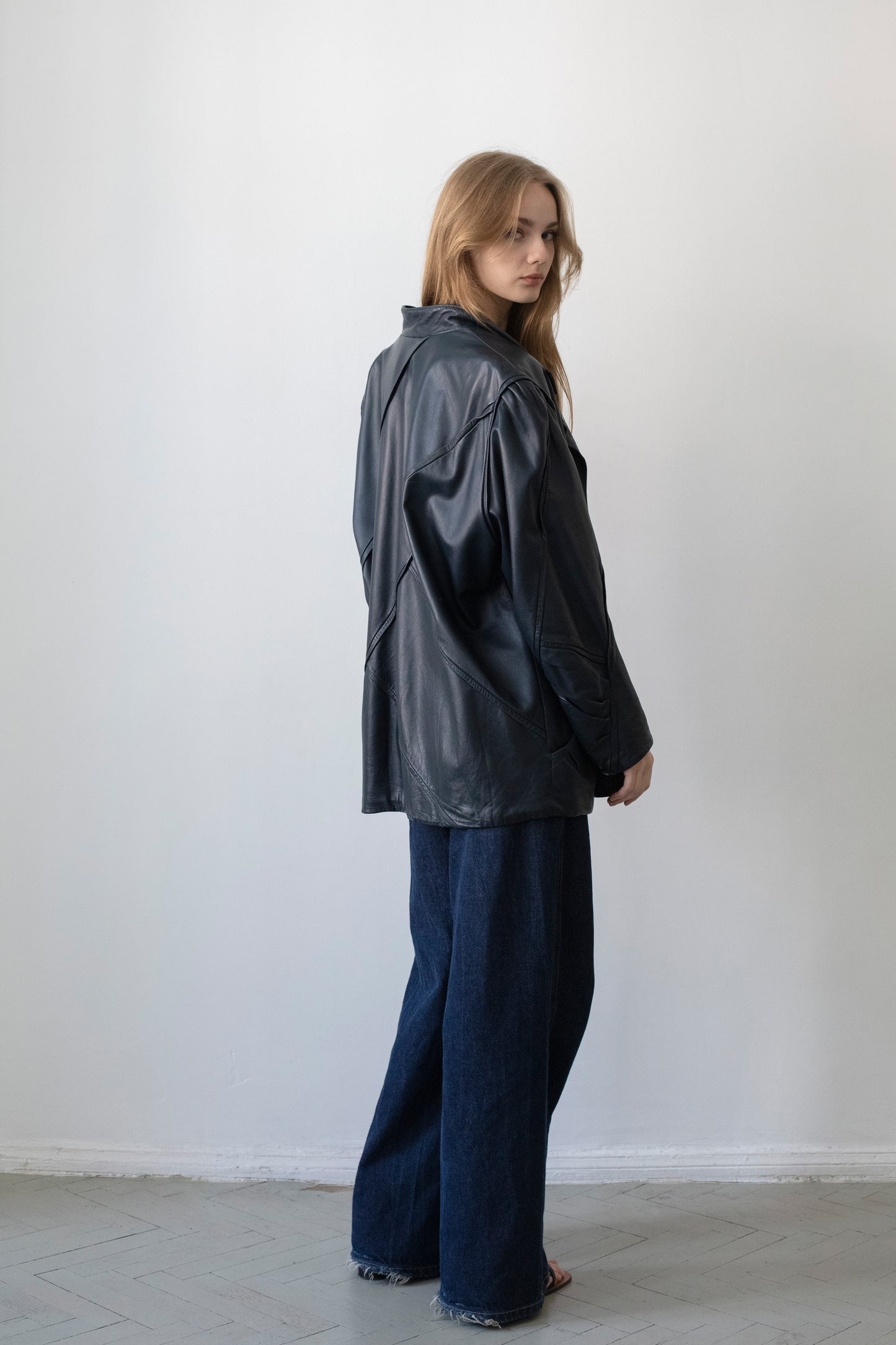 Vintage Navy Leather Jacket