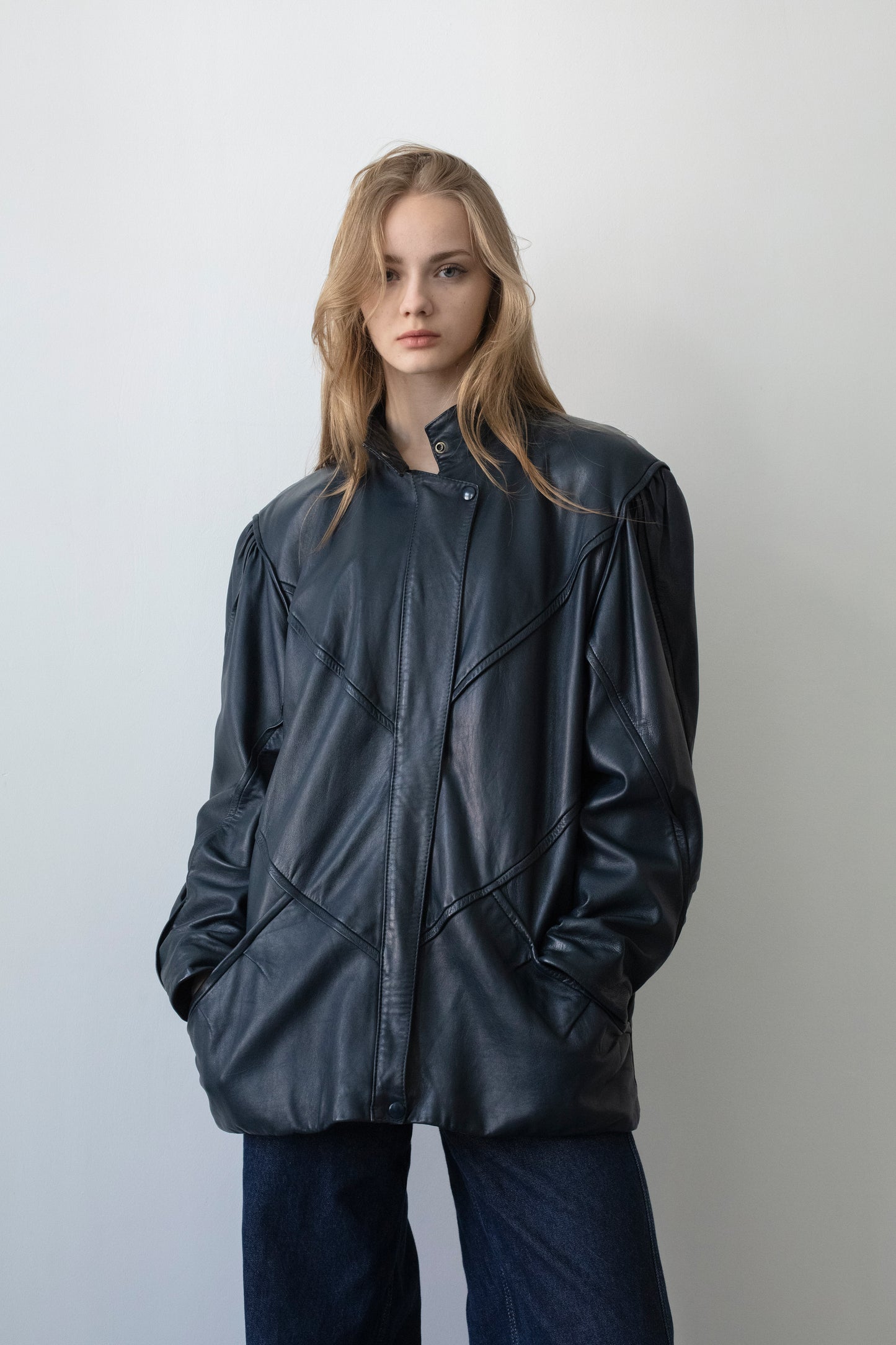 Vintage Navy Leather Jacket