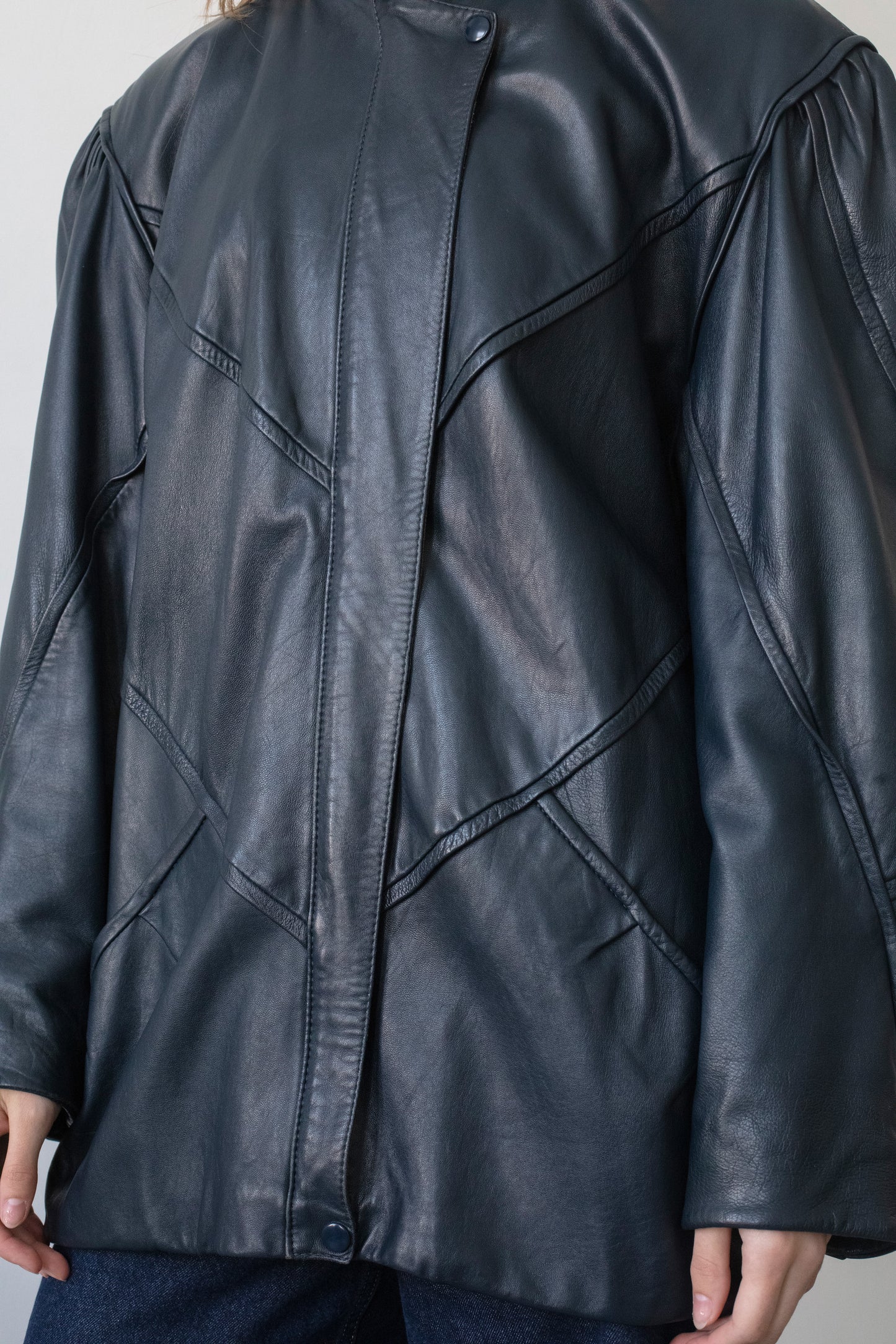 Vintage Navy Leather Jacket