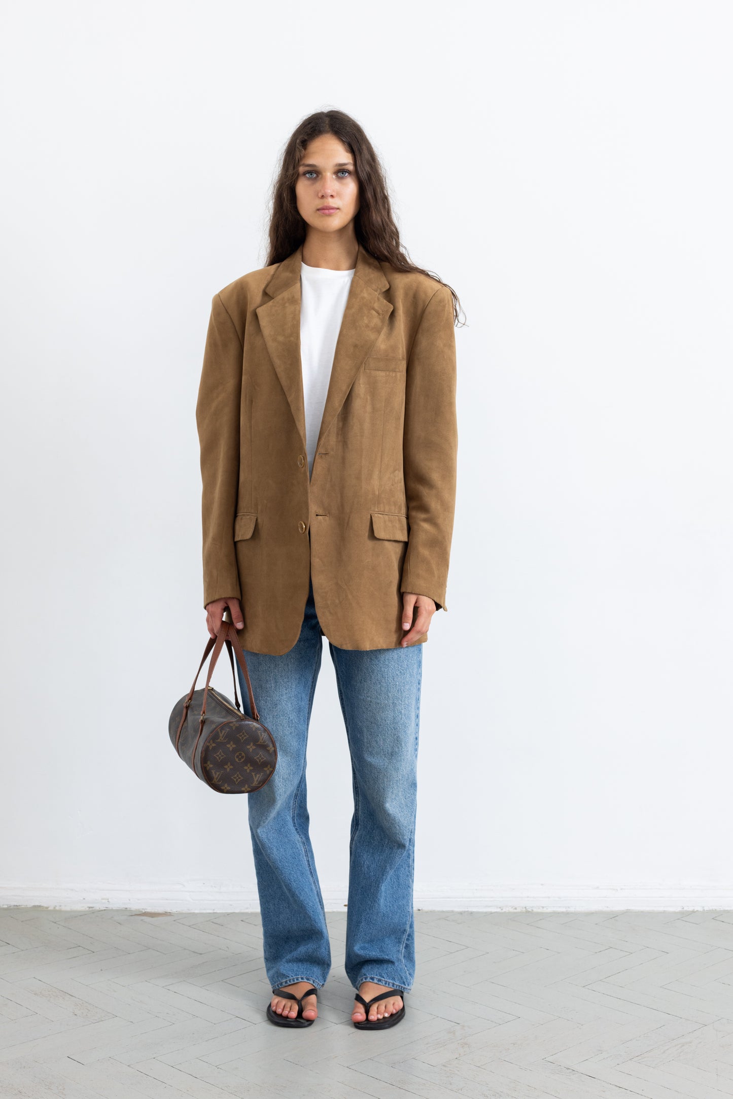 Vintage Brown Faux Suede Blazer