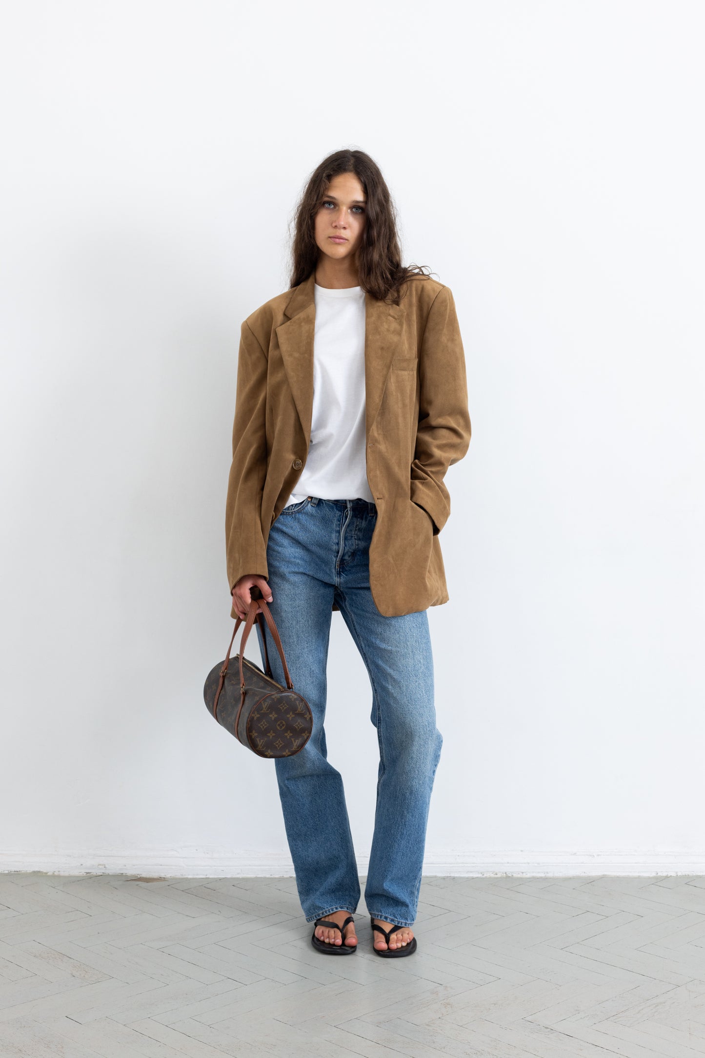 Vintage Brown Faux Suede Blazer