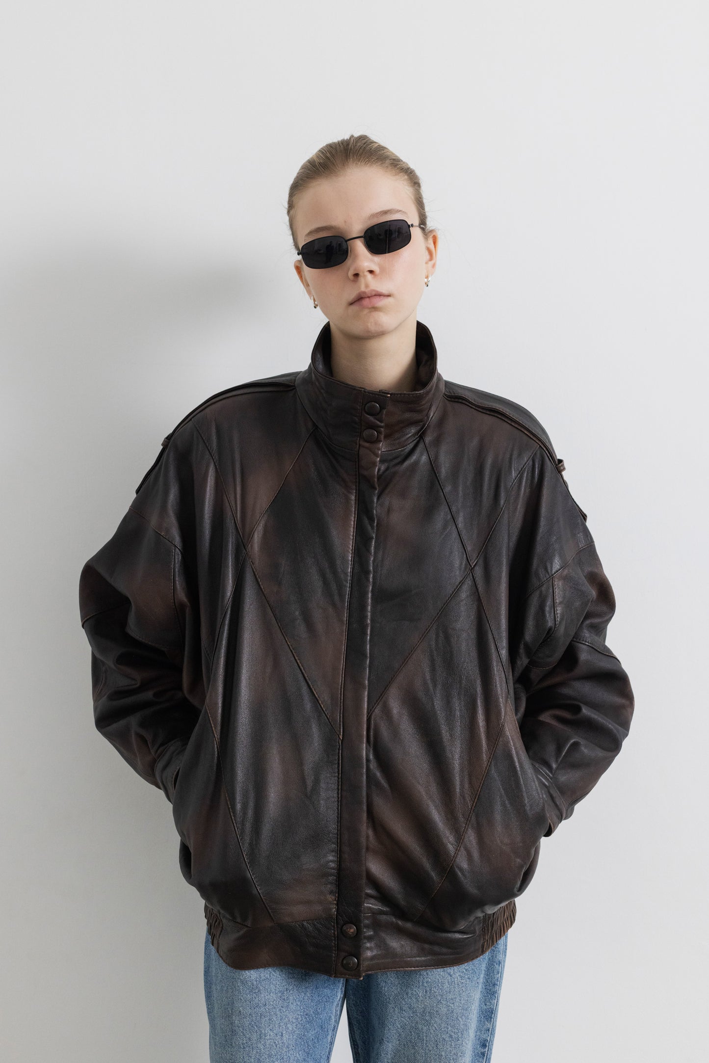 Vintage Brown Leather Bomber jacket