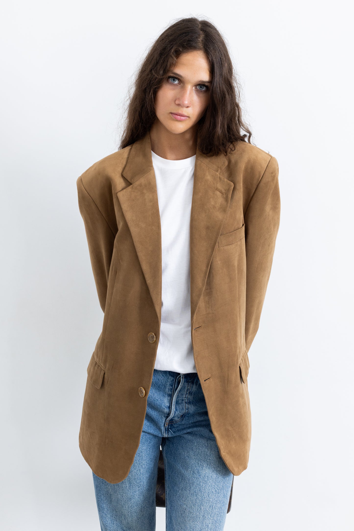 Vintage Brown Faux Suede Blazer