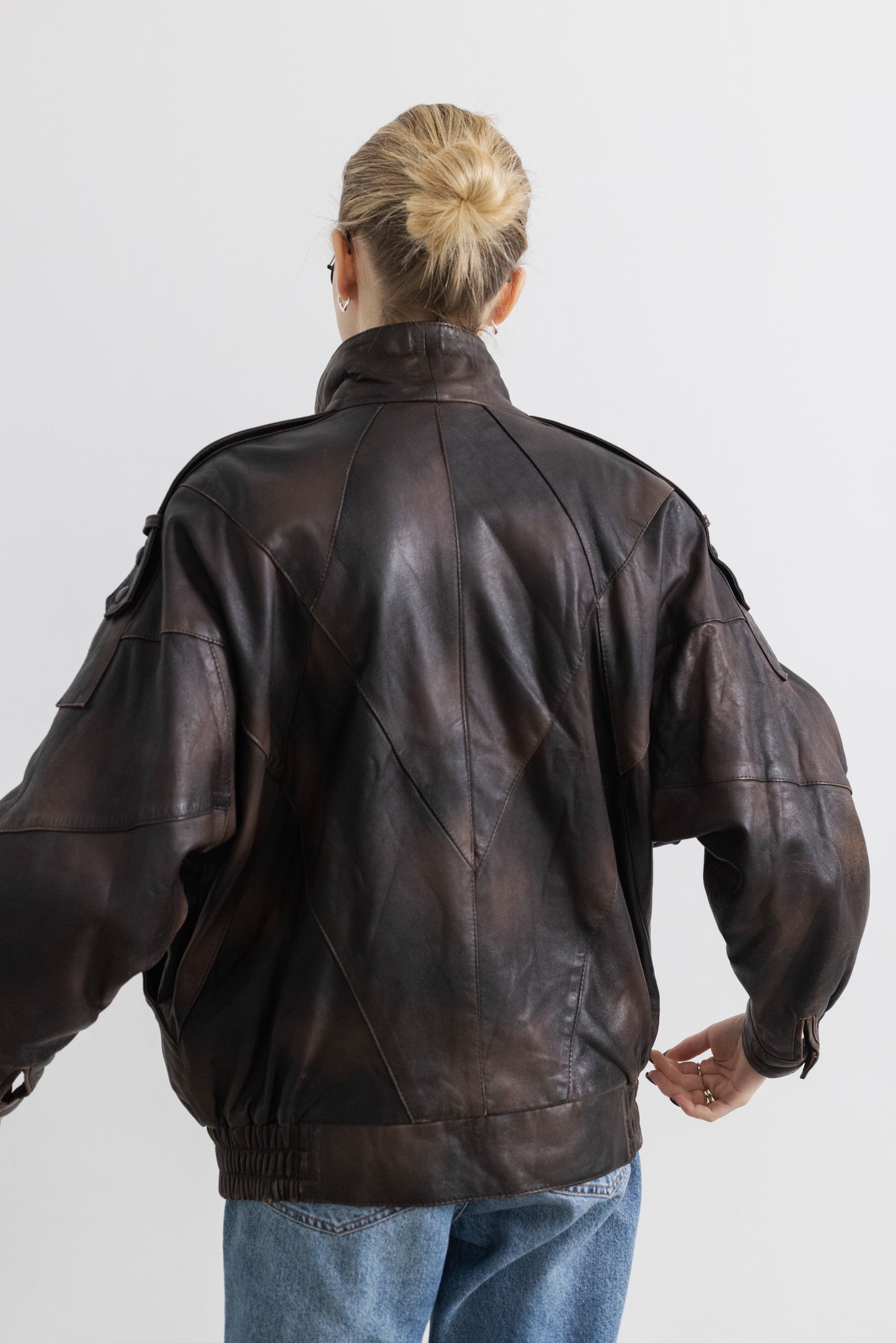 Vintage Brown Leather Bomber jacket