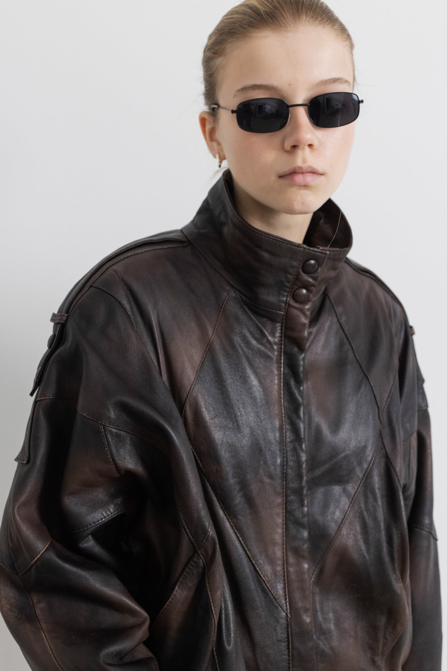 Vintage Brown Leather Bomber jacket