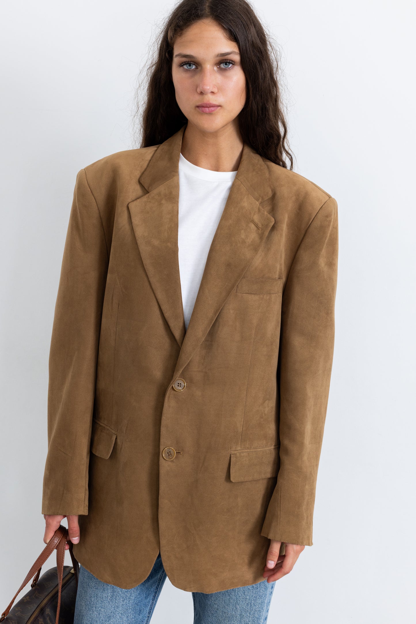 Vintage Brown Faux Suede Blazer