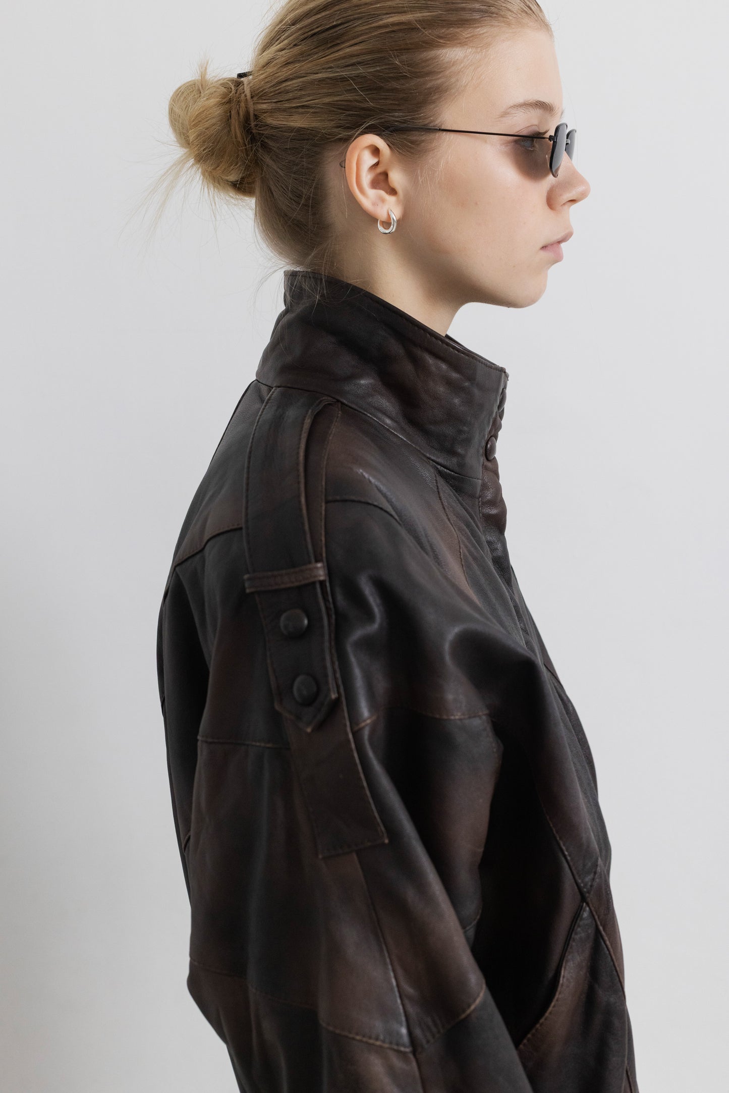 Vintage Brown Leather Bomber jacket
