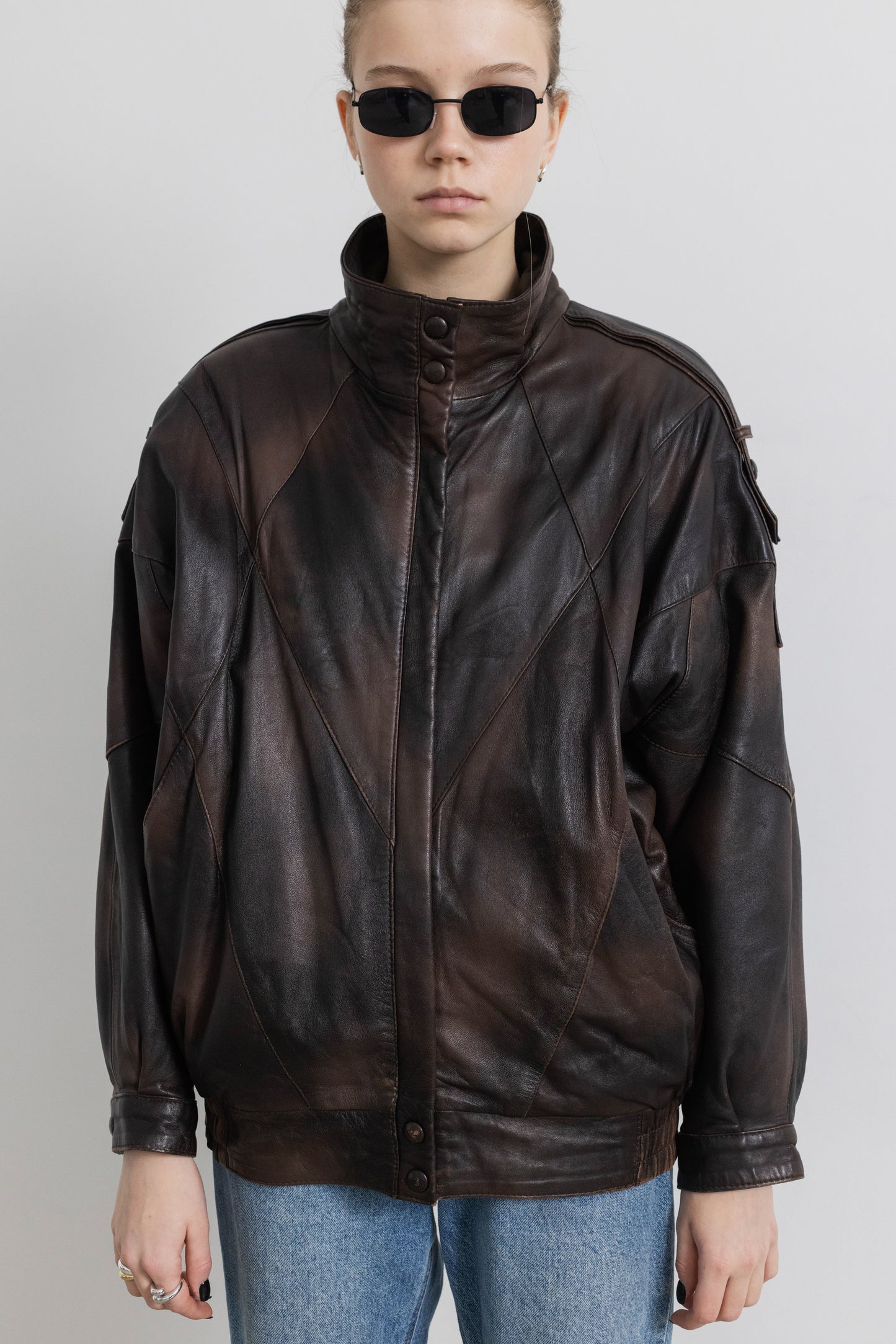 Vintage Brown Leather Bomber jacket