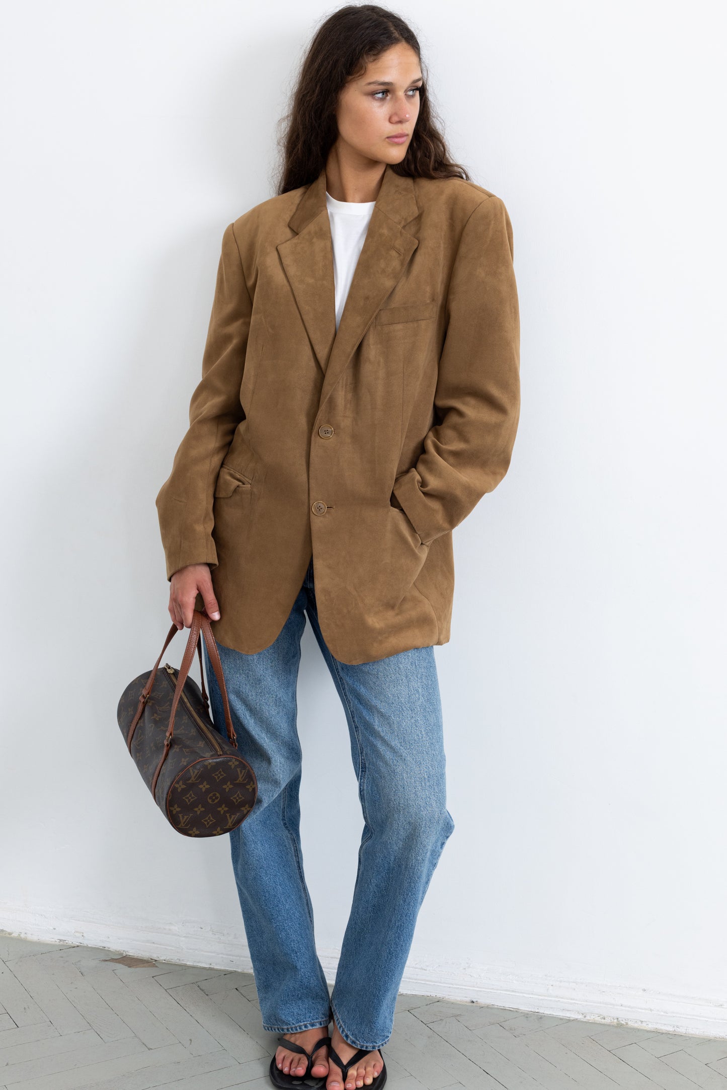 Vintage Brown Faux Suede Blazer