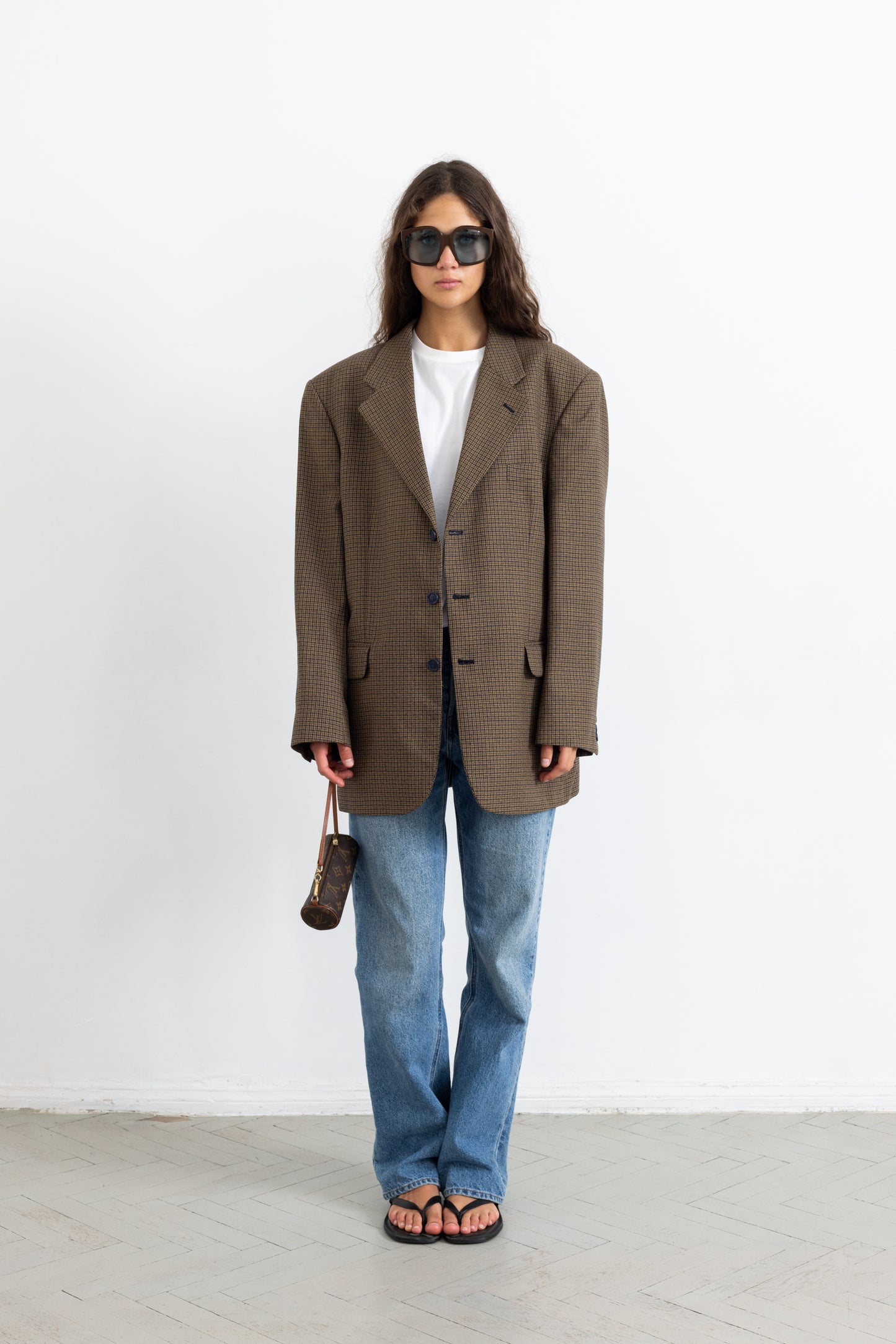 Vintage Brown Plaid Wool Blazer