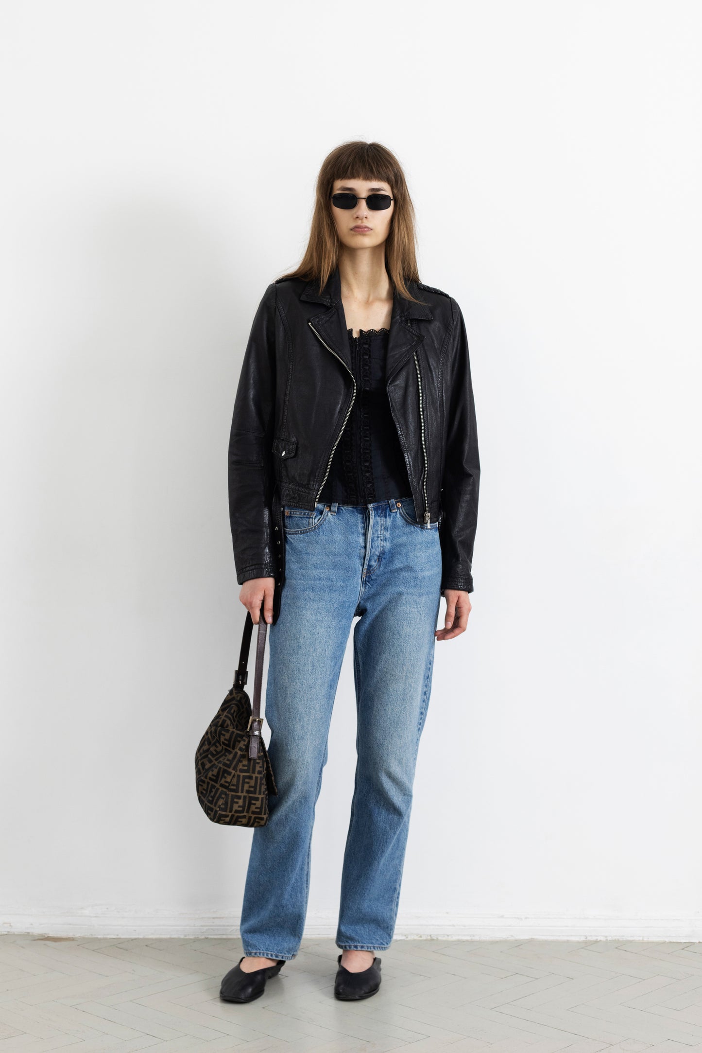 Vintage Black Leather Biker Jacket