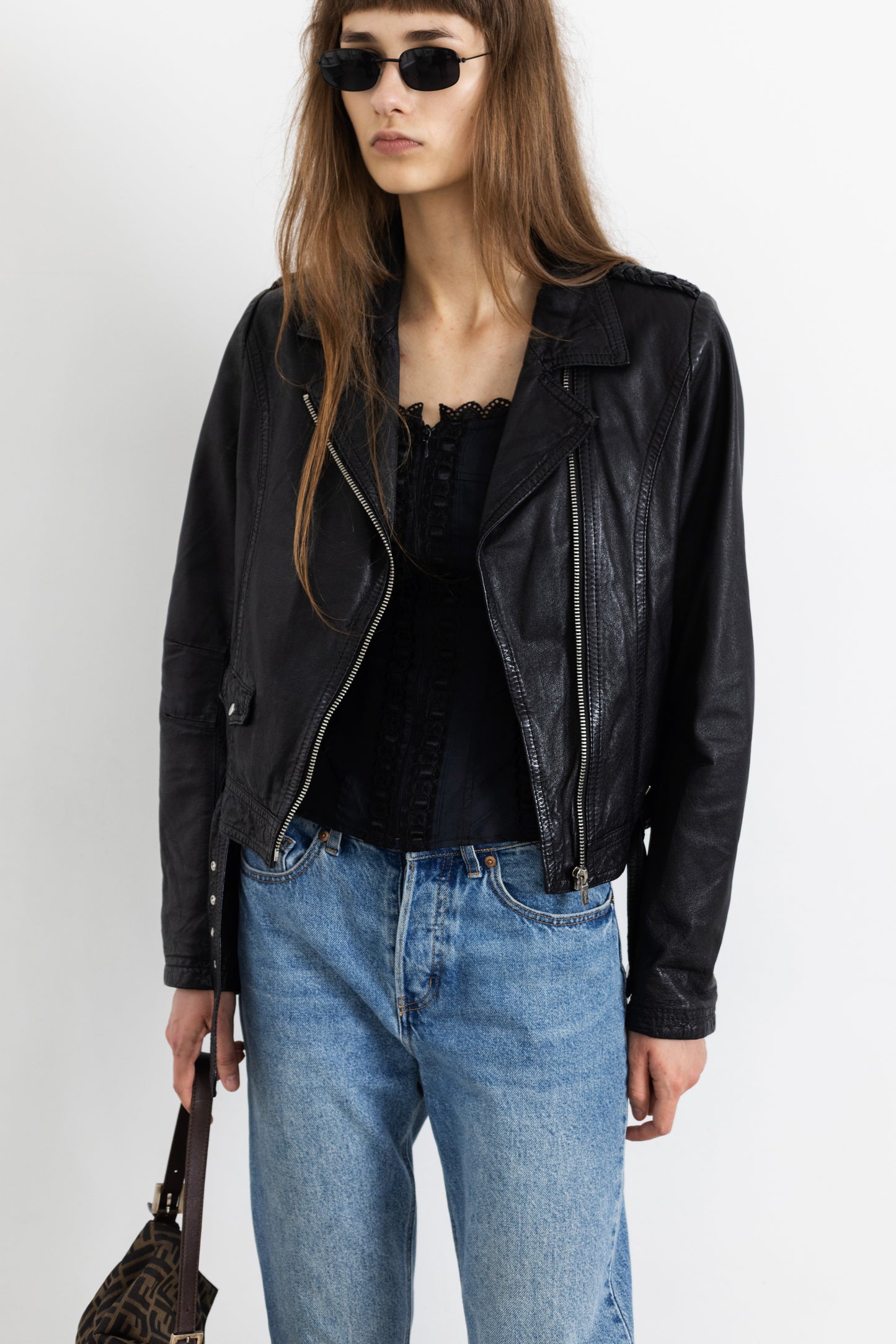 Vintage Black Leather Biker Jacket