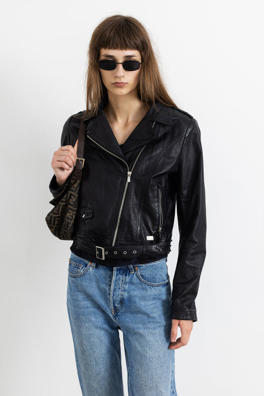 Vintage Black Leather Biker Jacket