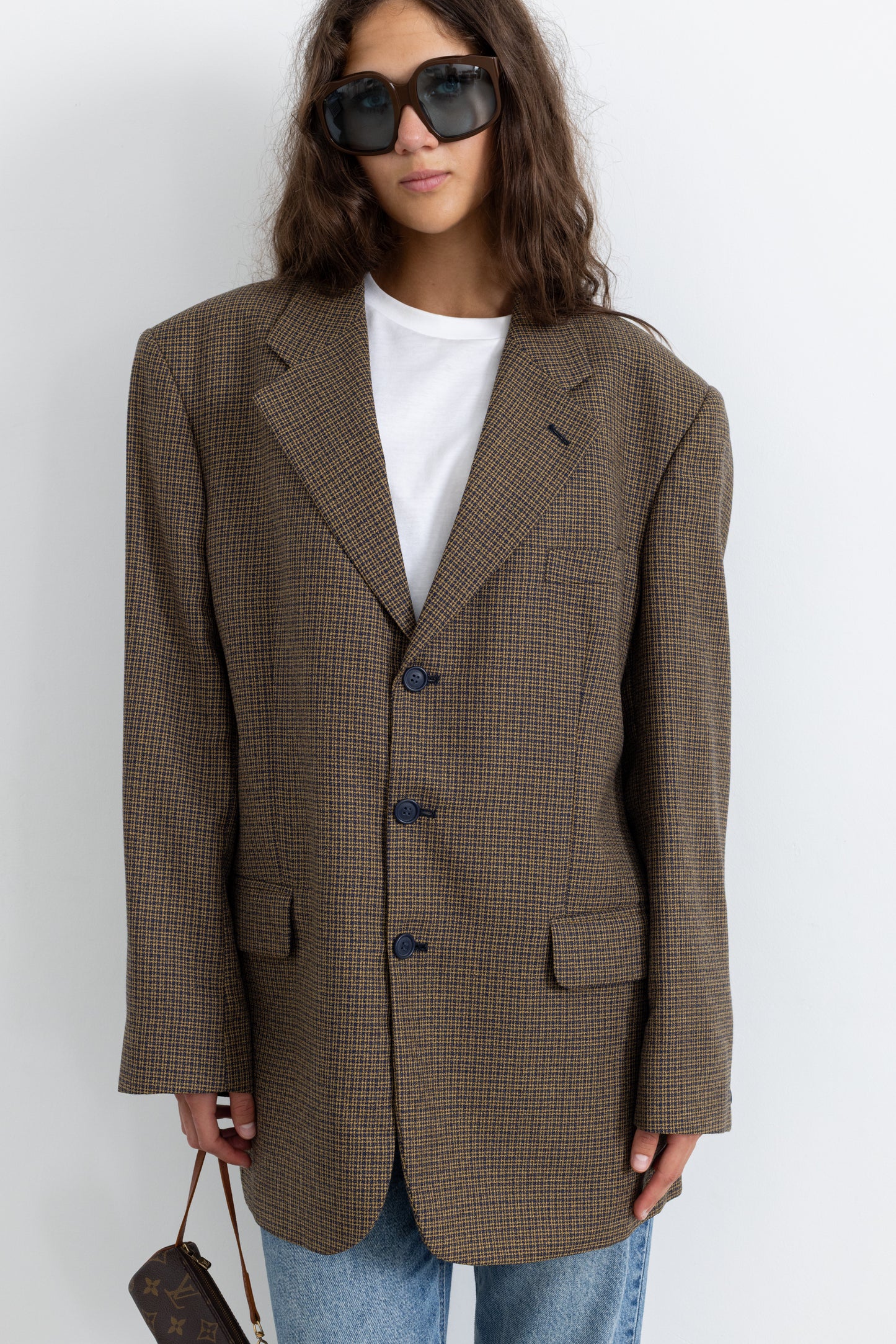 Vintage Brown Plaid Wool Blazer