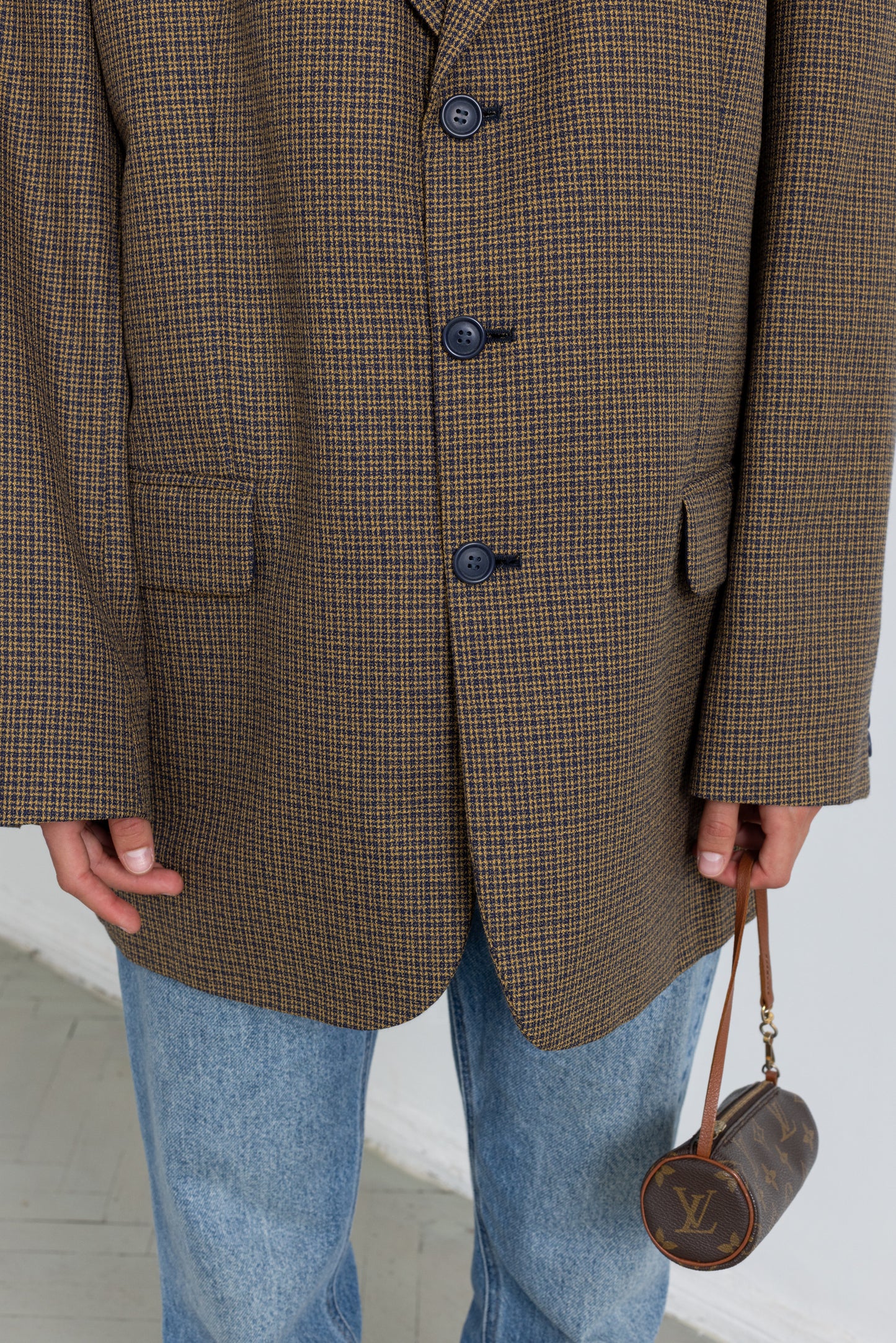 Vintage Brown Plaid Wool Blazer