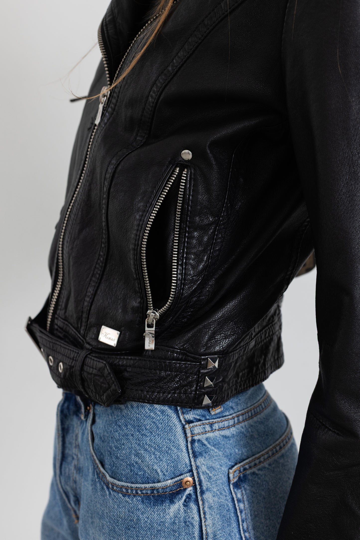 Vintage Black Leather Biker Jacket
