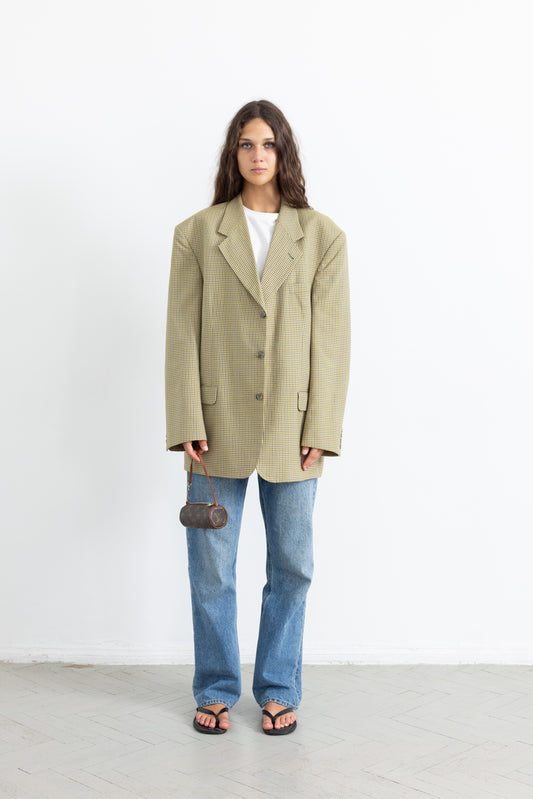 Vintage Butter Yellow Check Blazer
