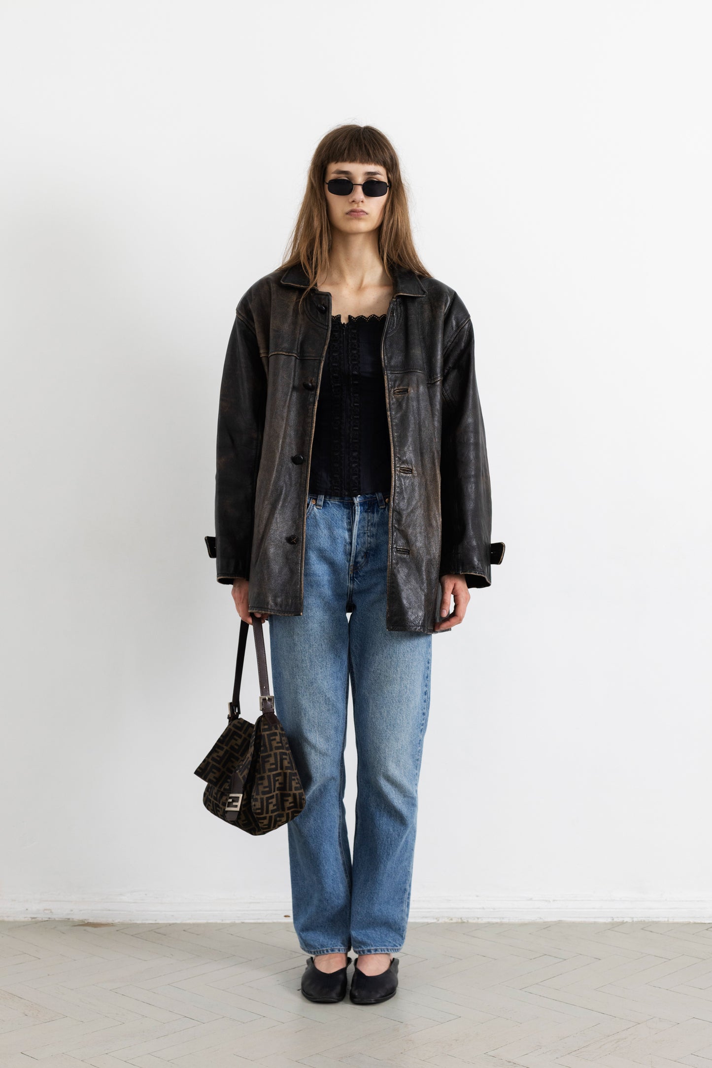 Vintage Brown Distressed Leather Jacket