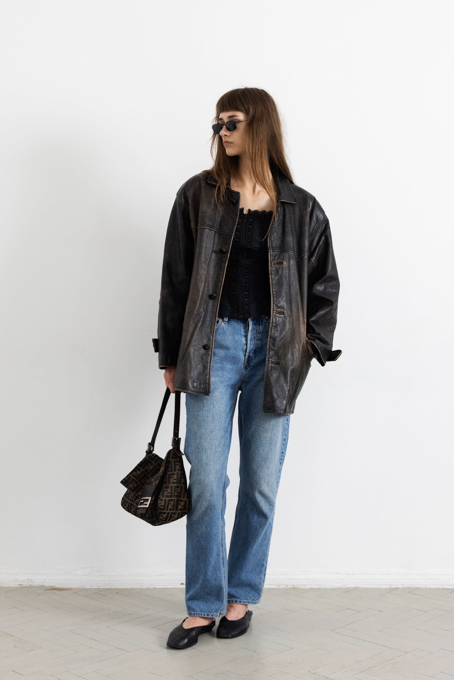 Vintage Brown Distressed Leather Jacket