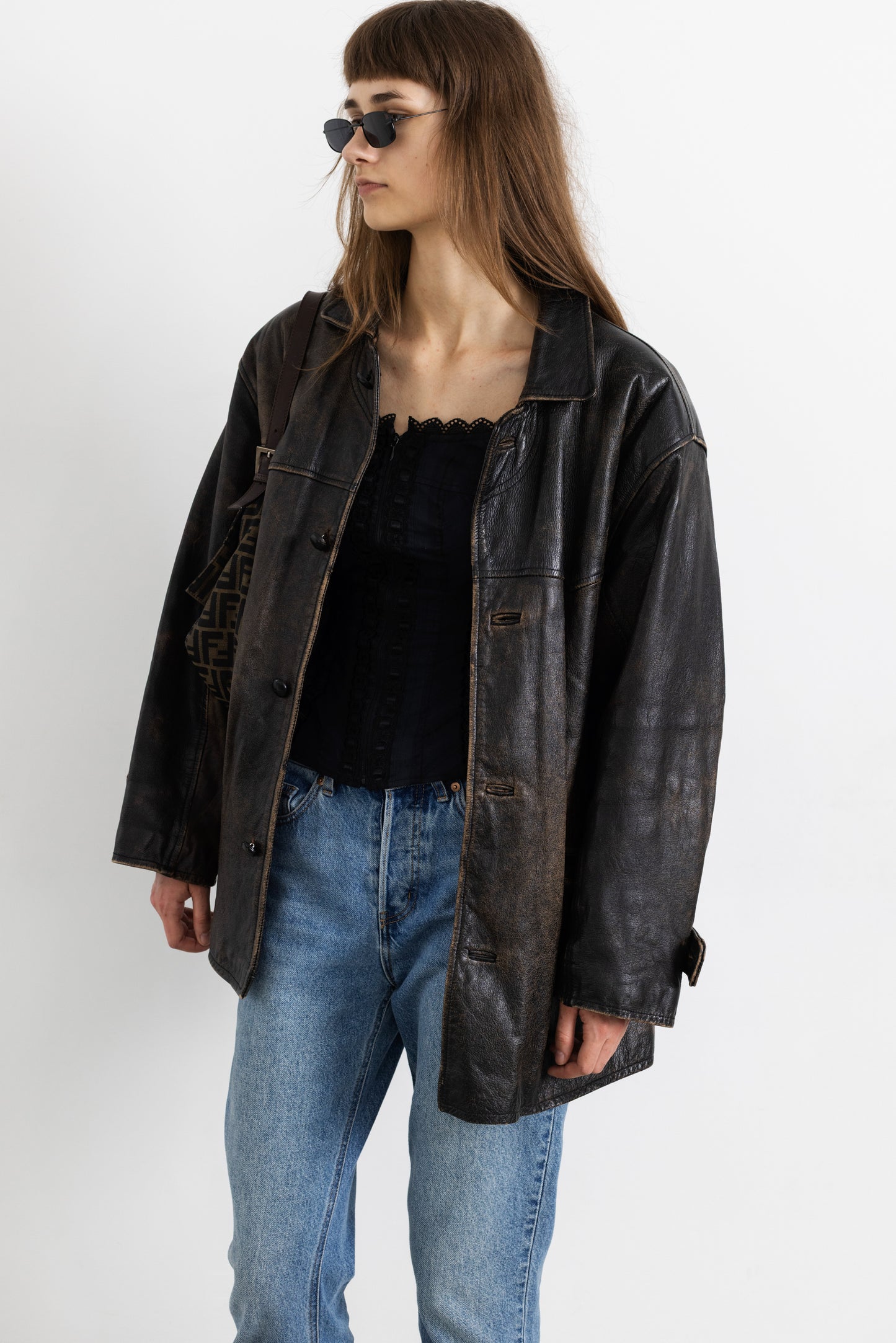 Vintage Brown Distressed Leather Jacket