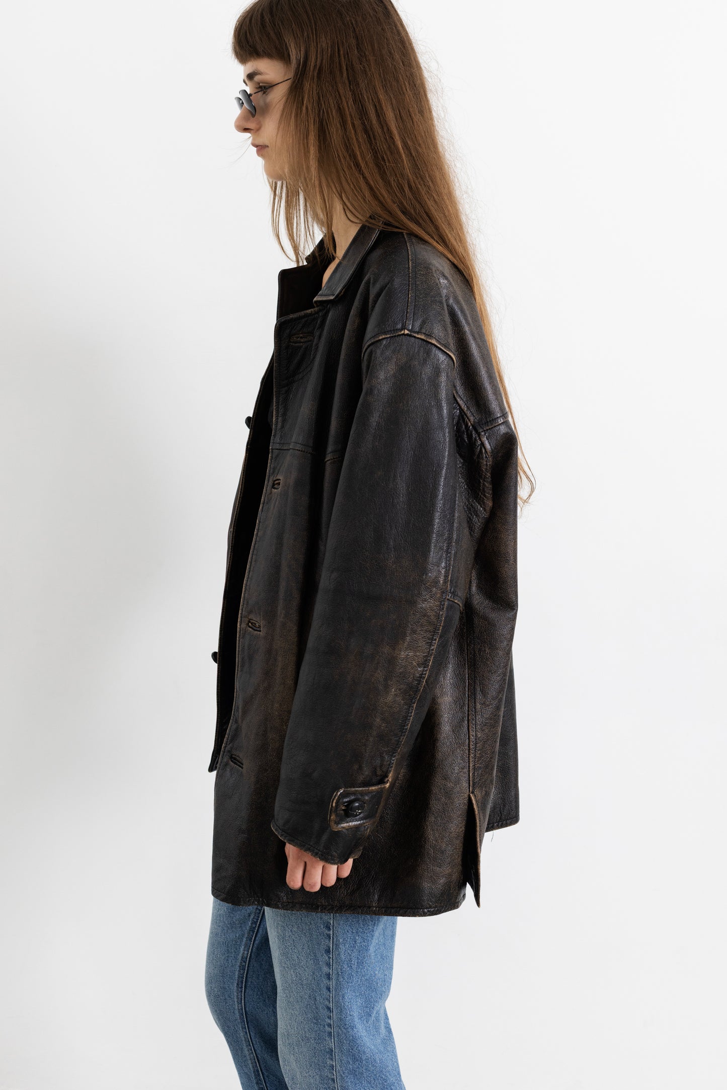Vintage Brown Distressed Leather Jacket