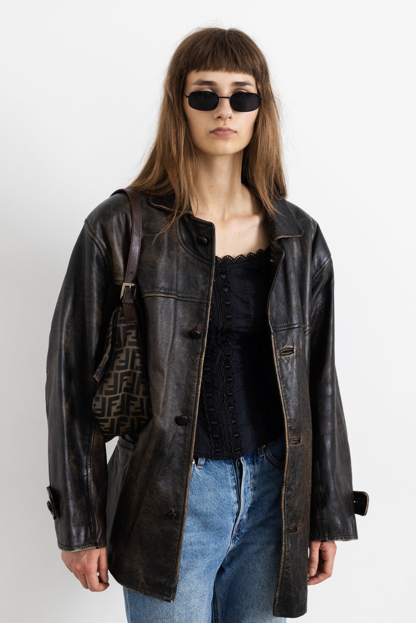 Vintage Brown Distressed Leather Jacket