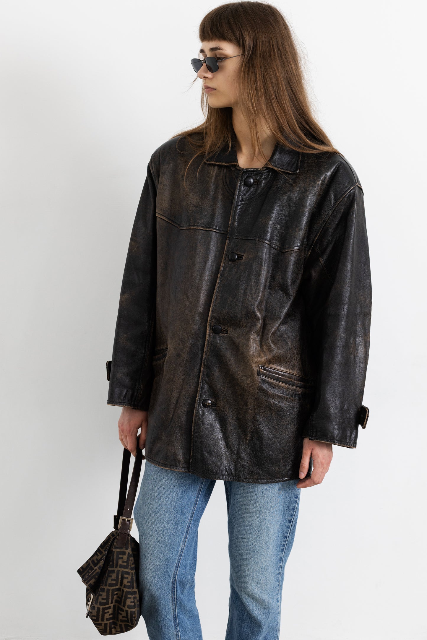 Vintage Brown Distressed Leather Jacket