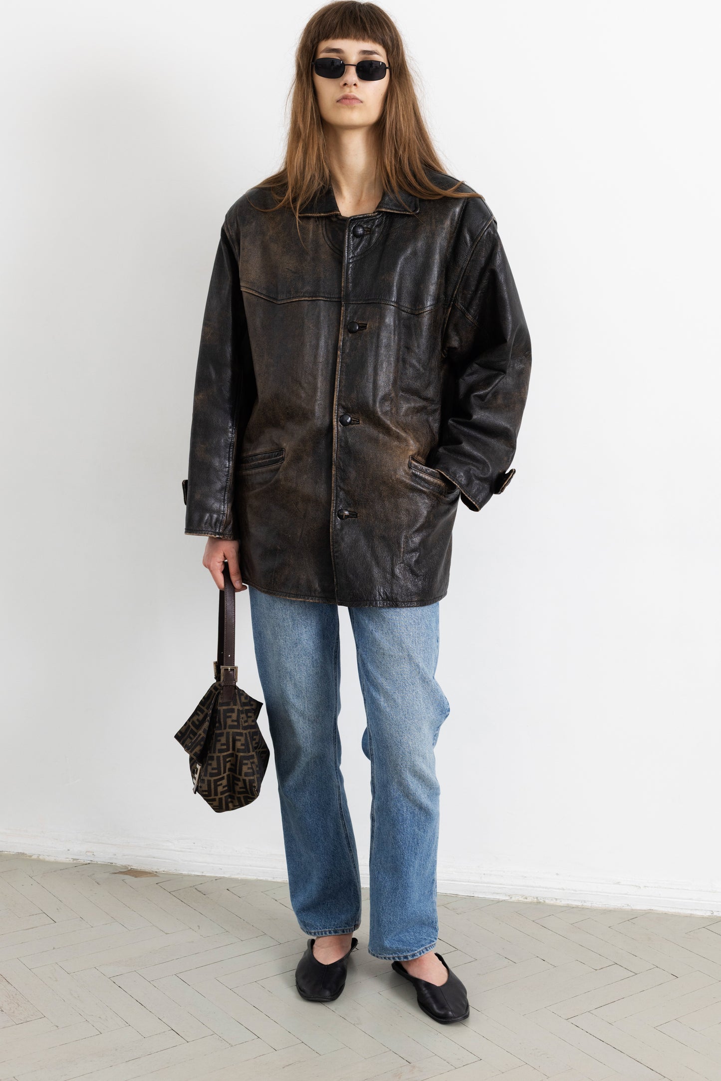 Vintage Brown Distressed Leather Jacket