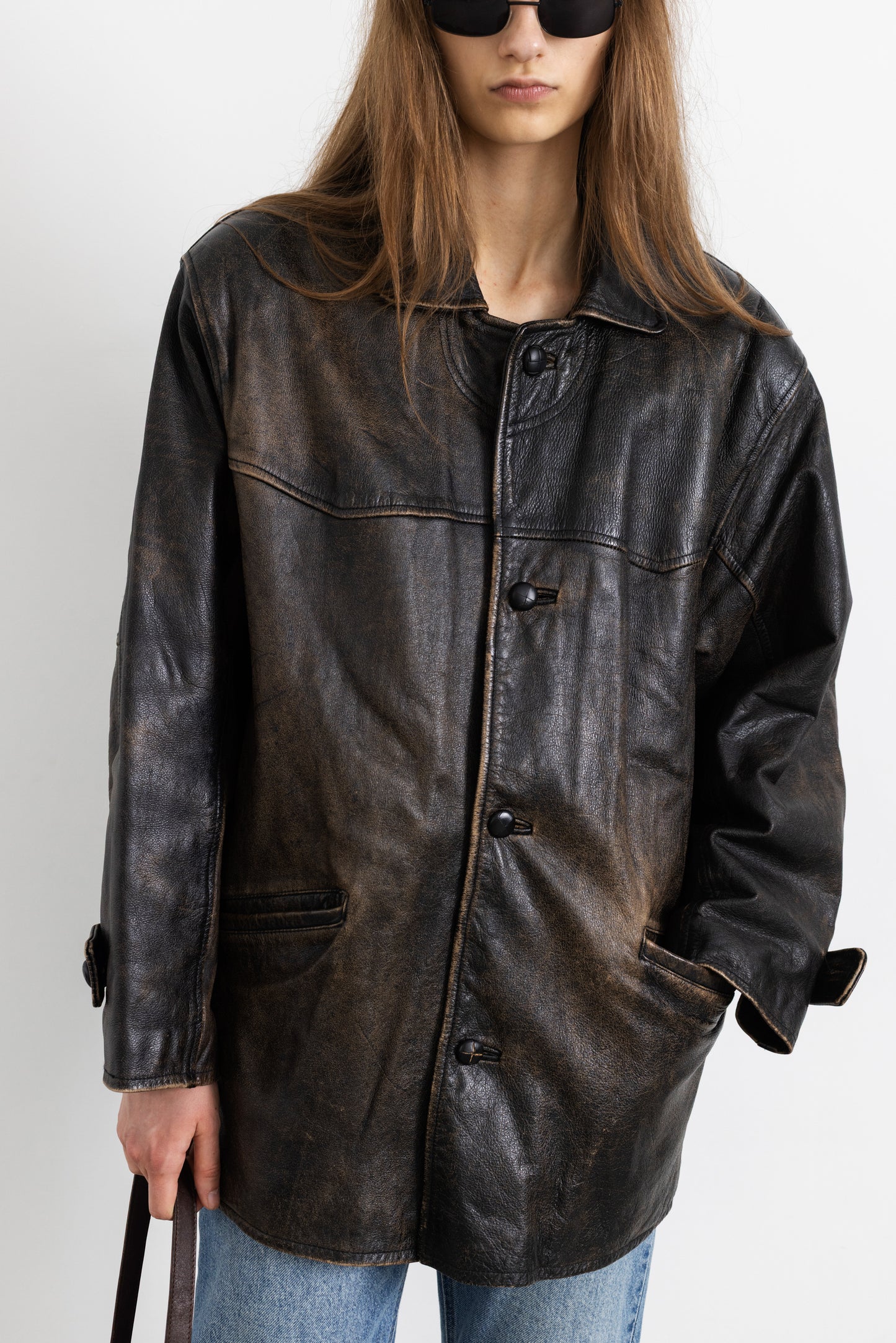 Vintage Brown Distressed Leather Jacket