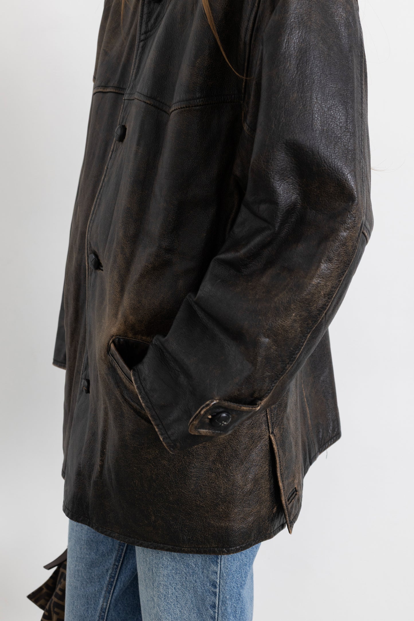 Vintage Brown Distressed Leather Jacket