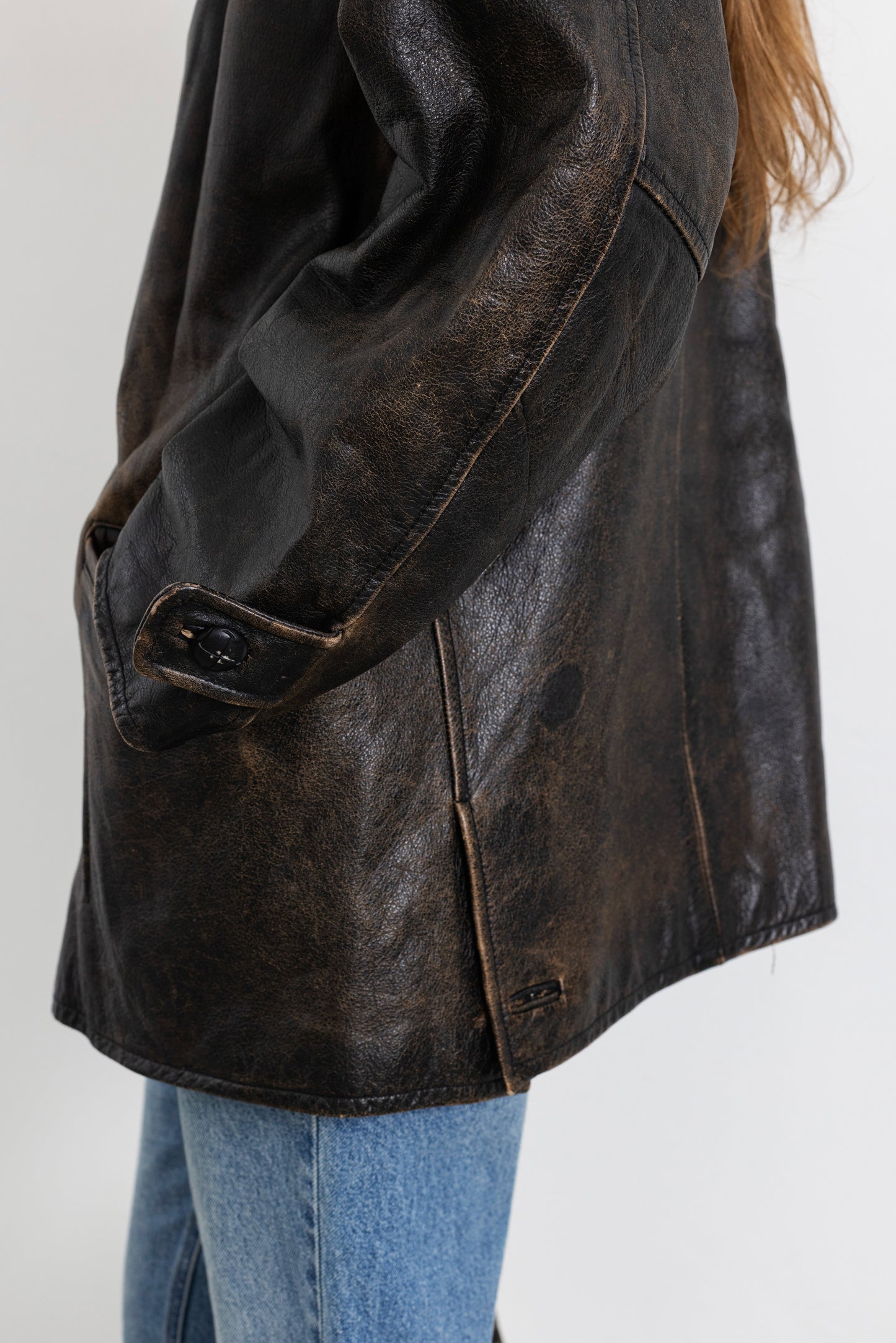 Vintage Brown Distressed Leather Jacket