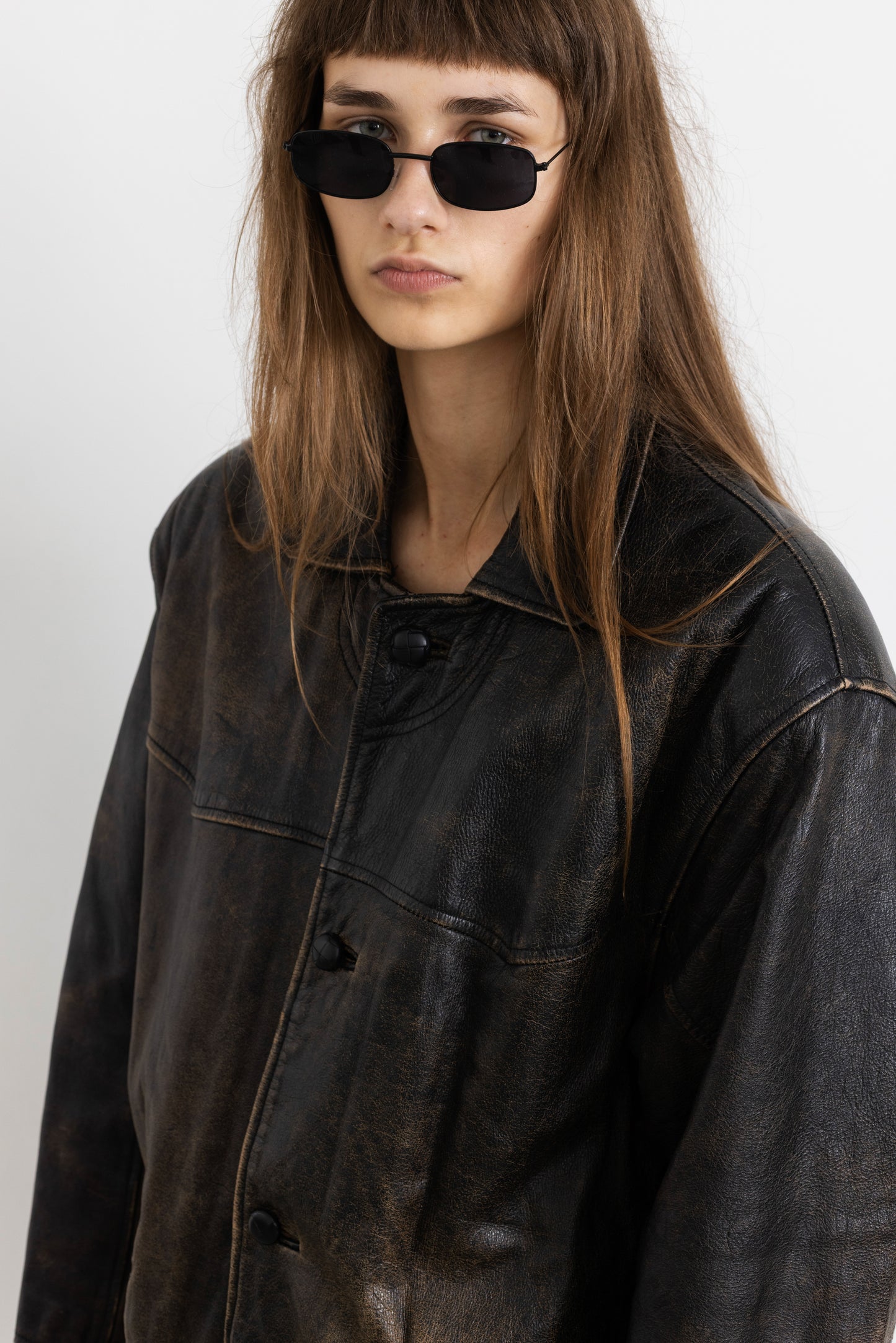 Vintage Brown Distressed Leather Jacket