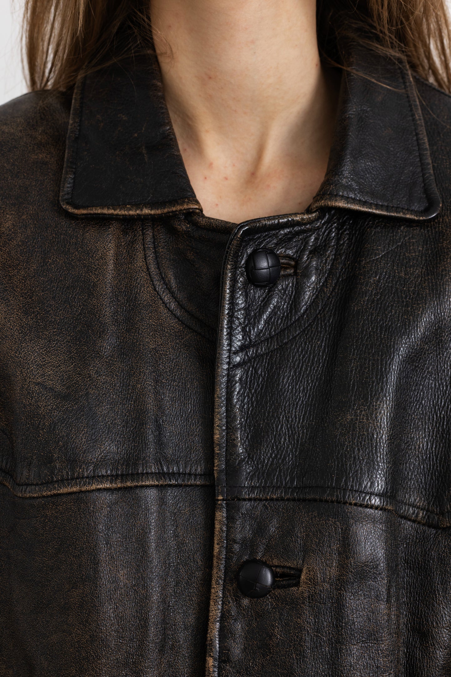 Vintage Brown Distressed Leather Jacket