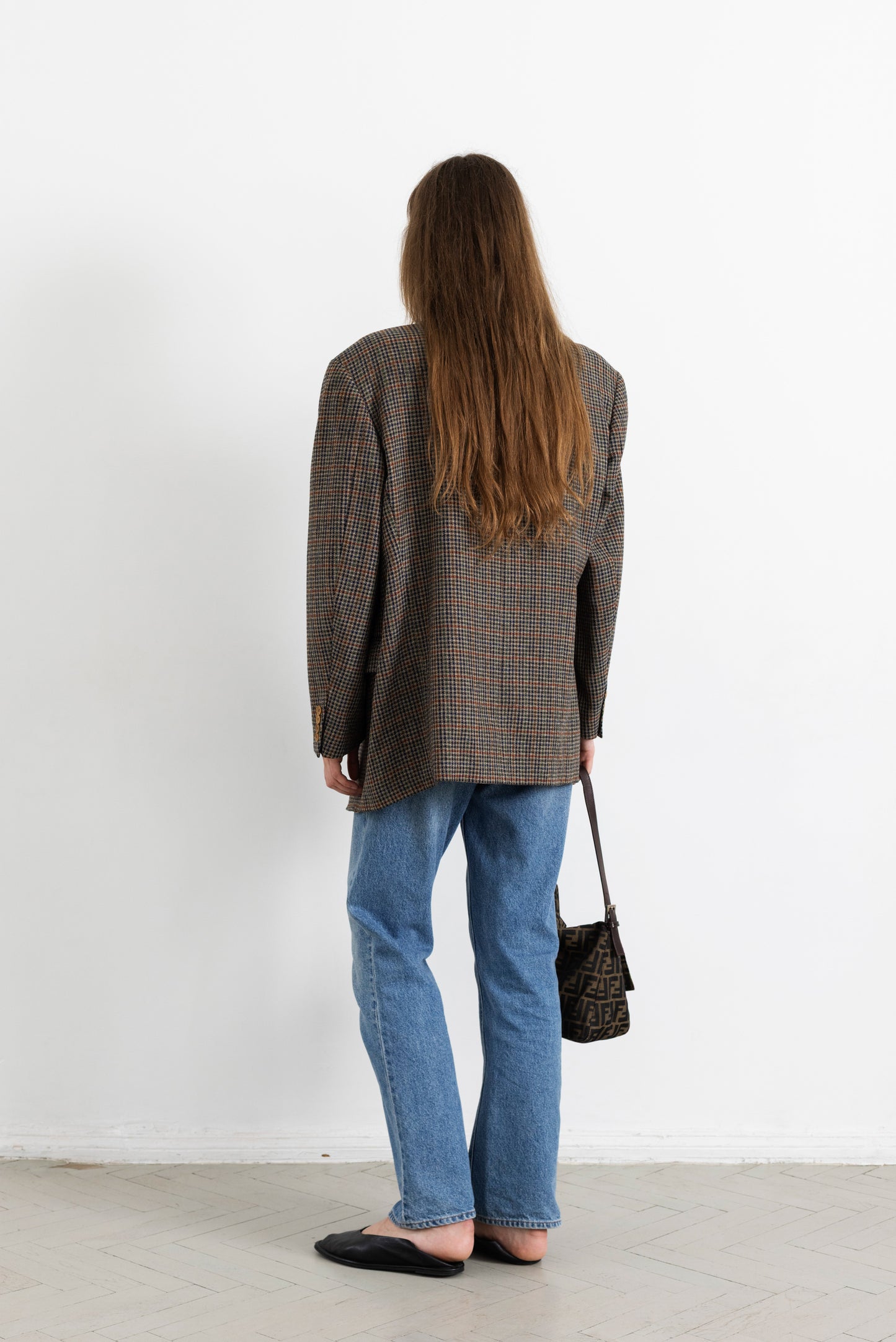 Vintage Brown Houndstooth 100% Wool Blazer