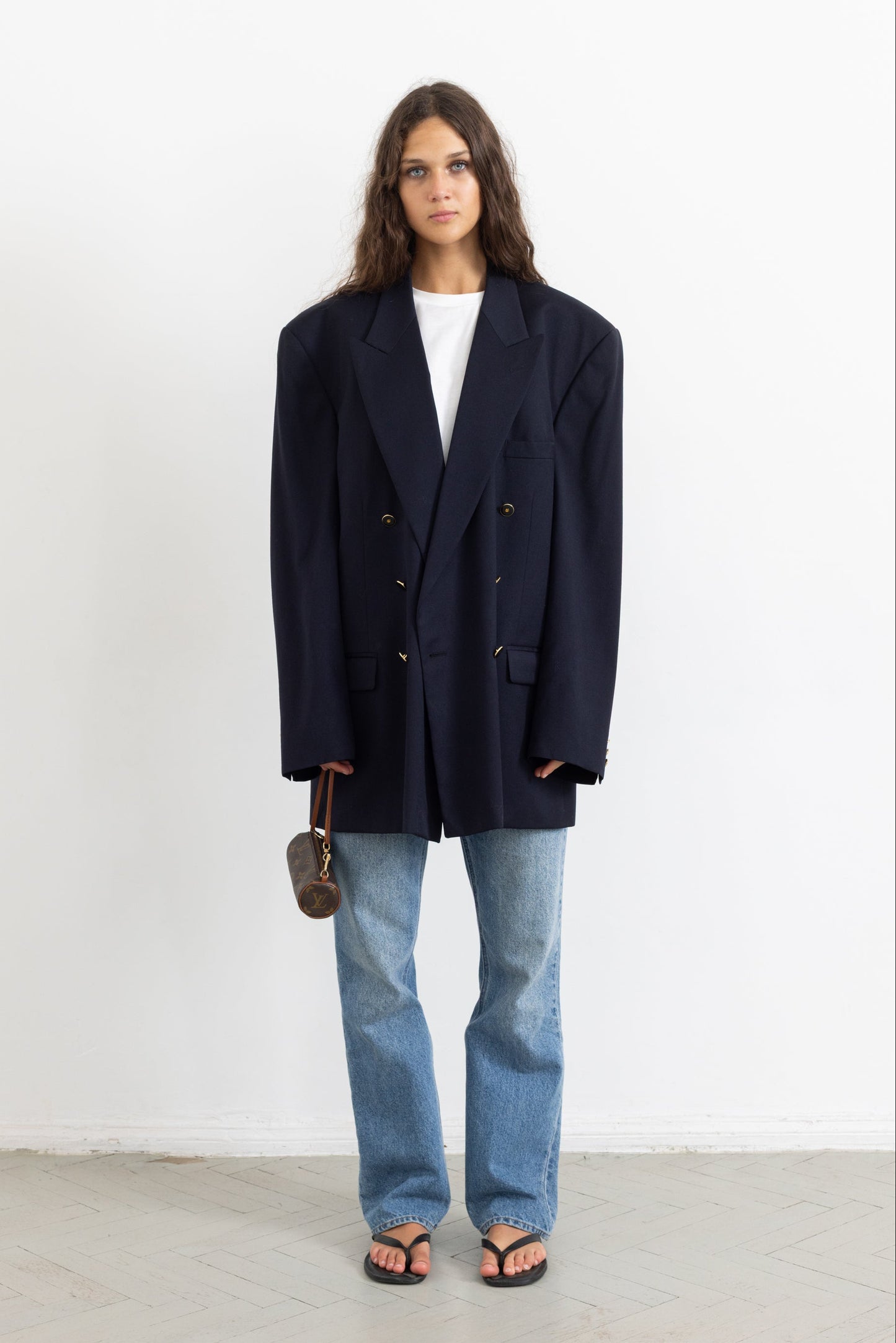 Vintage Navy 100% Wool Blazer